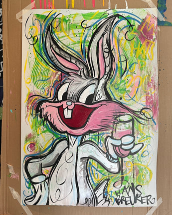 Cheers Bugs Bunny streetart 60 x 85 cm