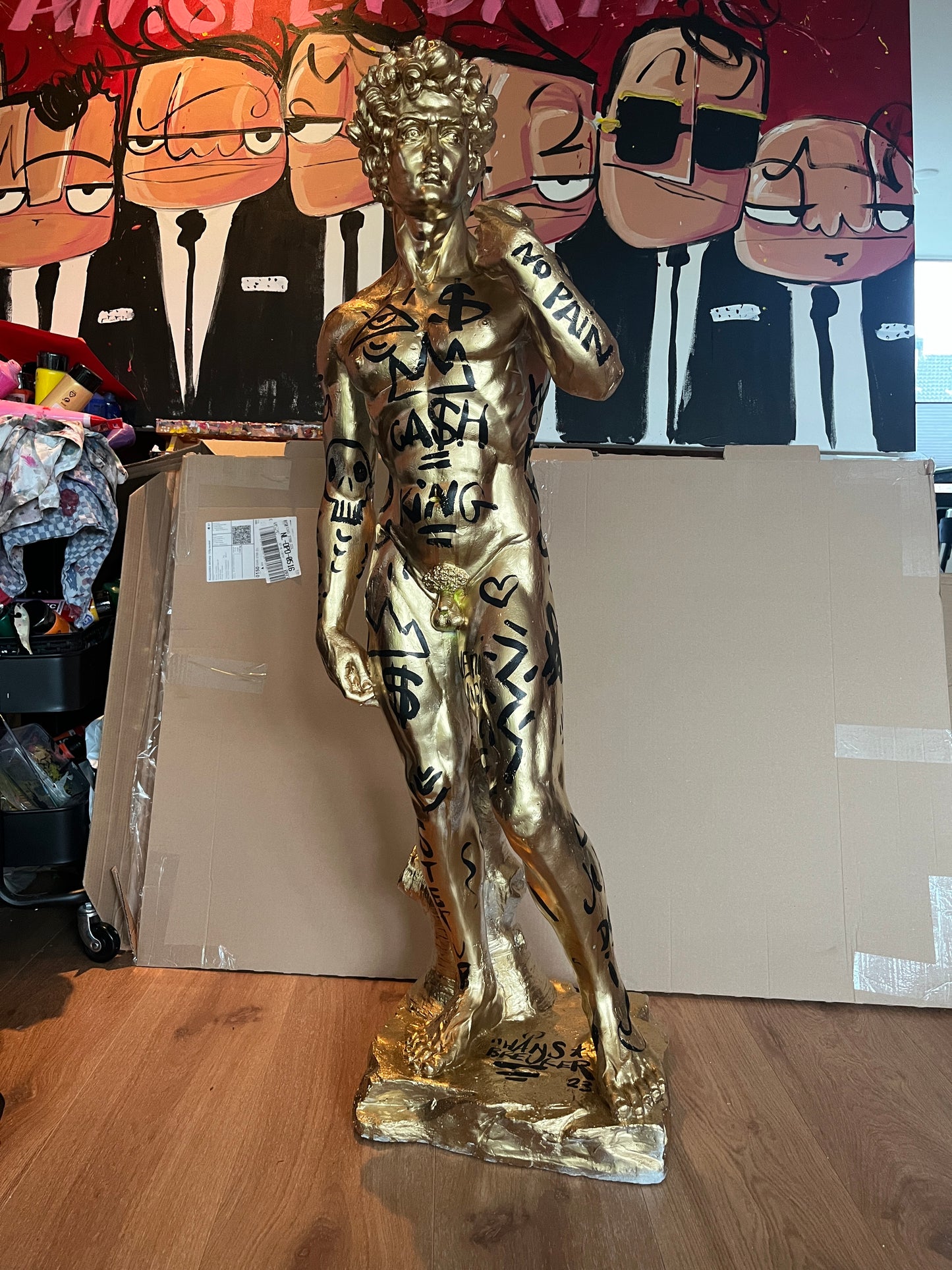 David. Goud beeld. 115 cm hoog