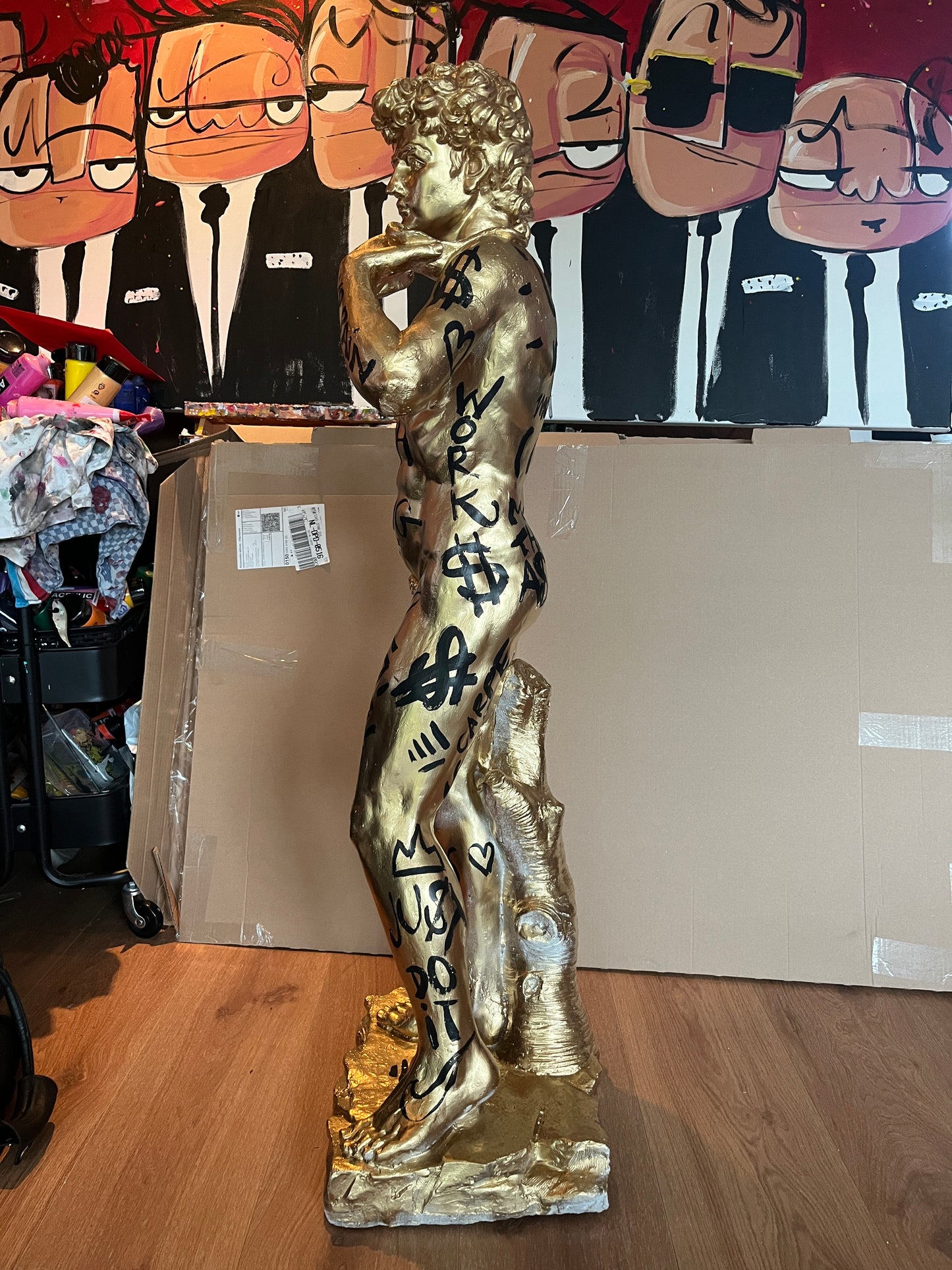 David. Goud beeld. 115 cm hoog