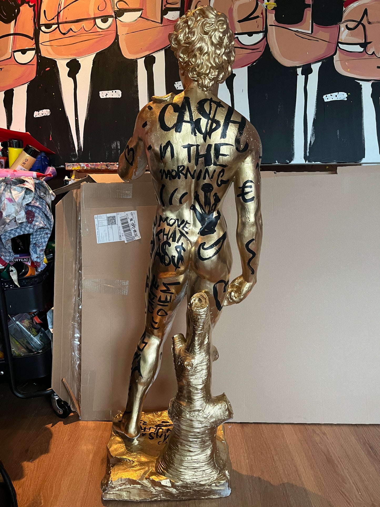 David. Goud beeld. 115 cm hoog