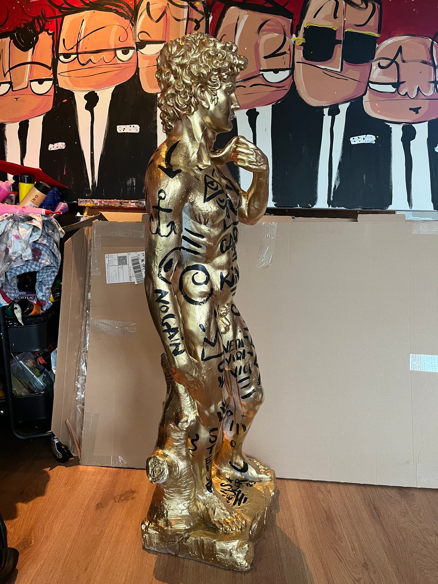 David. Goud beeld. 115 cm hoog
