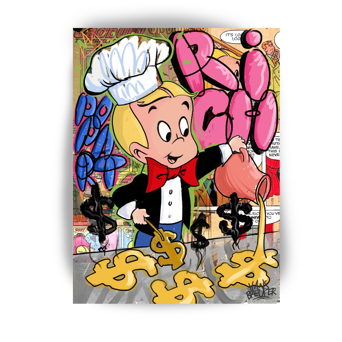 RICH Breakfast. Popart schilderij van Richie Rich