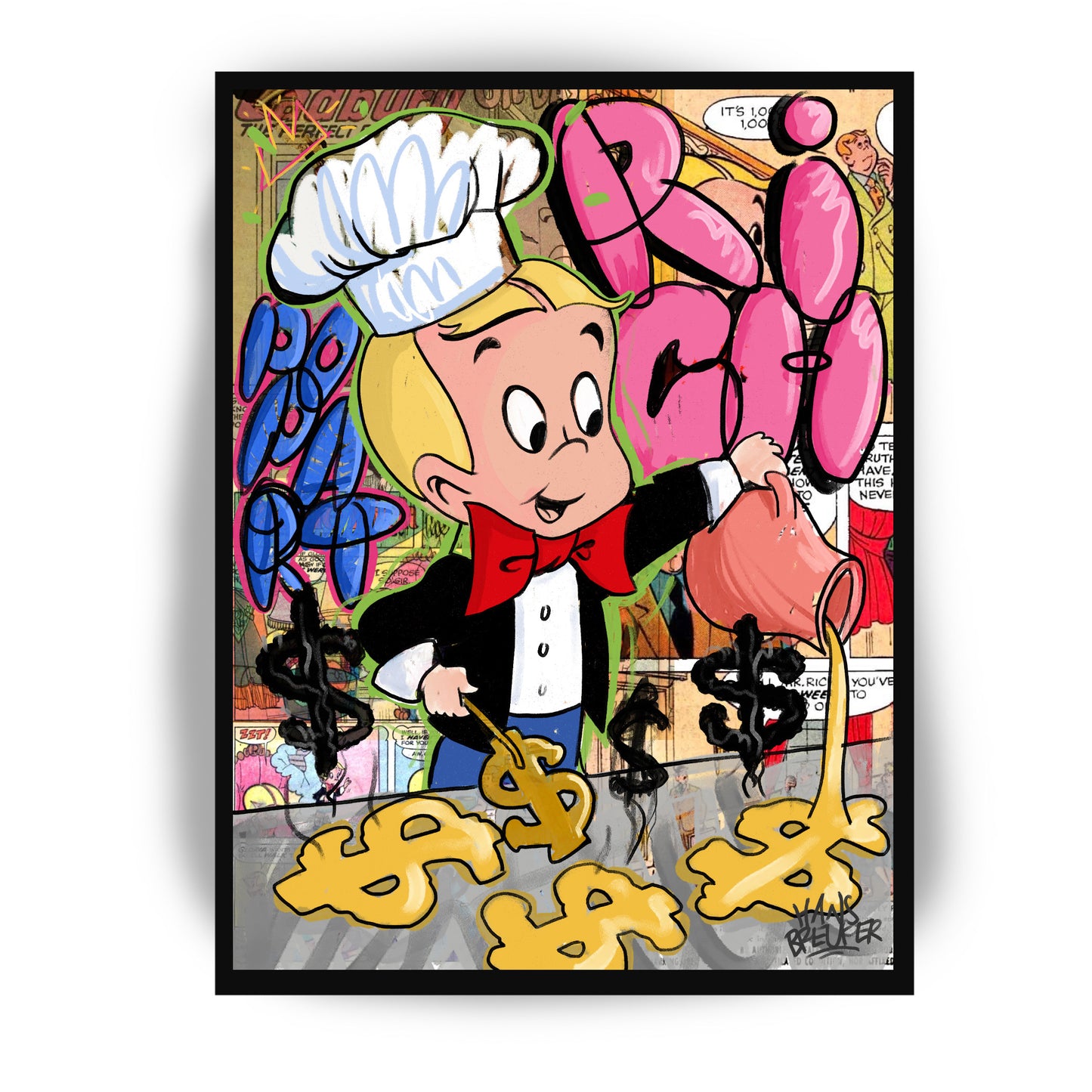 RICH Breakfast. Popart schilderij van Richie Rich