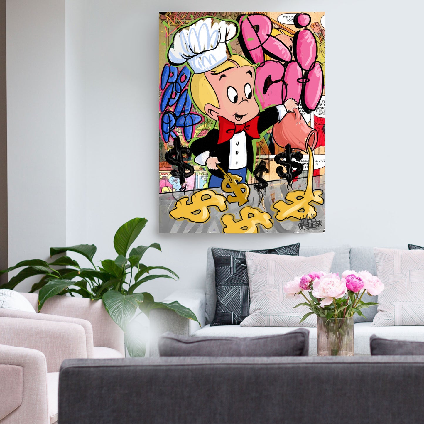 RICH Breakfast. Popart schilderij van Richie Rich