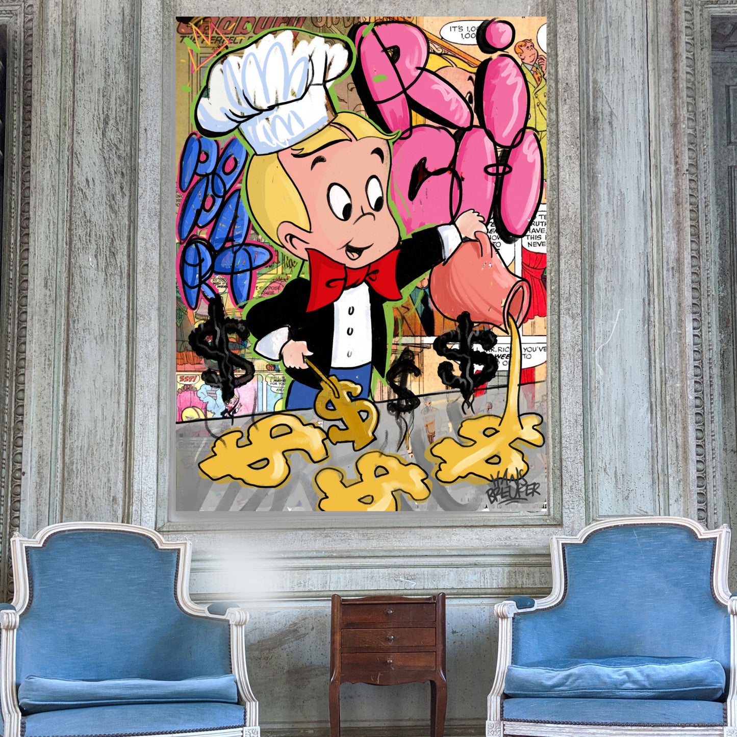 RICH Breakfast. Popart schilderij van Richie Rich