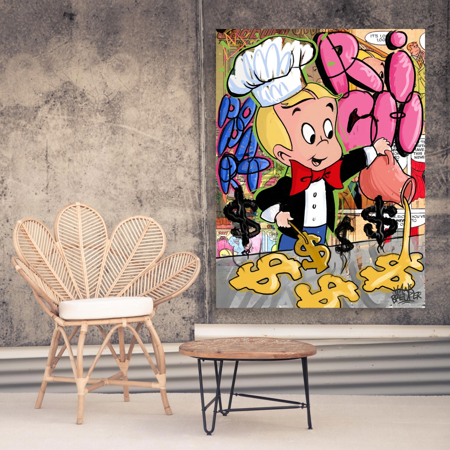 RICH Breakfast. Popart schilderij van Richie Rich