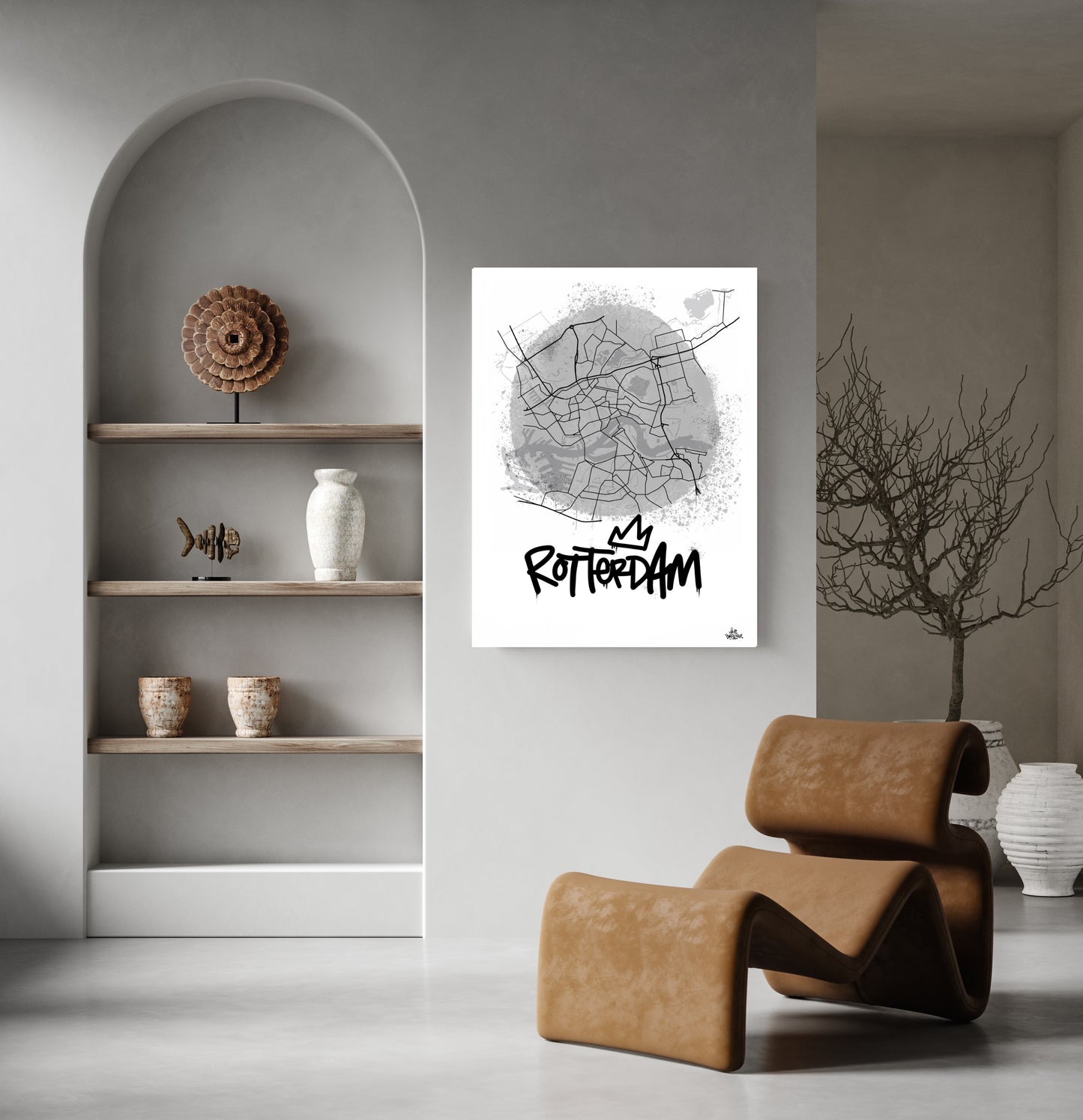 Stadsplattegrond poster van Rotterdam streetart stijl