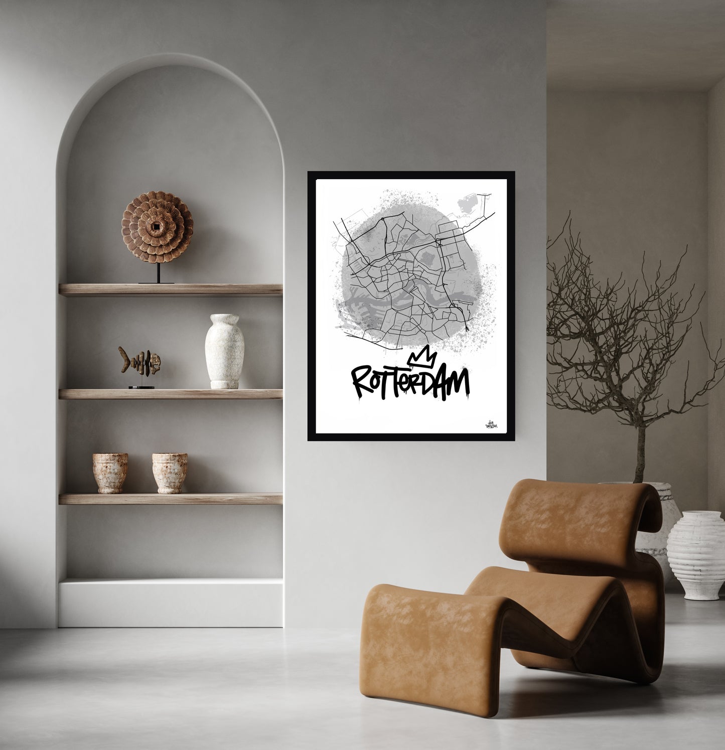 Stadsplattegrond poster van Rotterdam streetart stijl