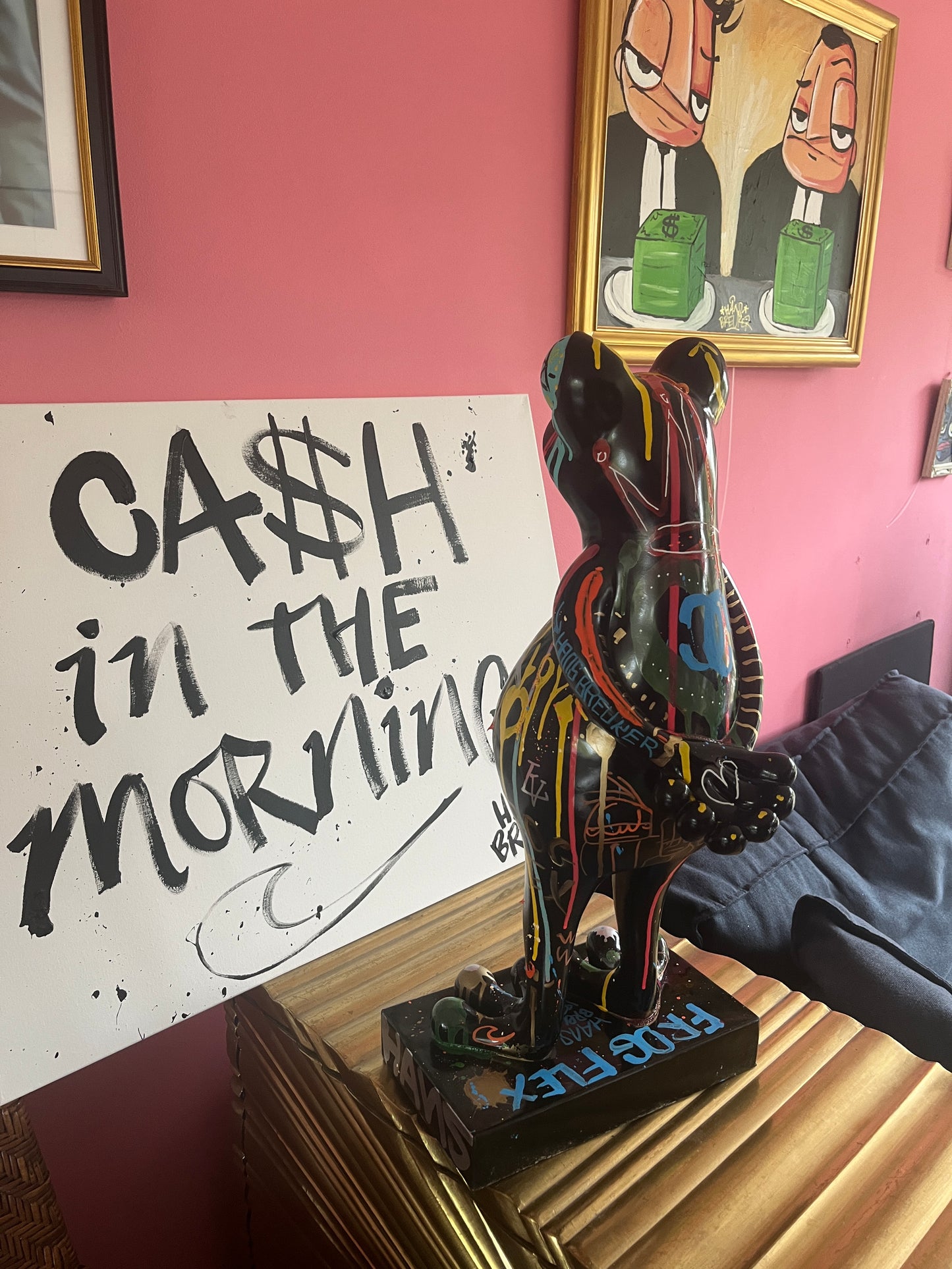 Lacoste bag painted, black money