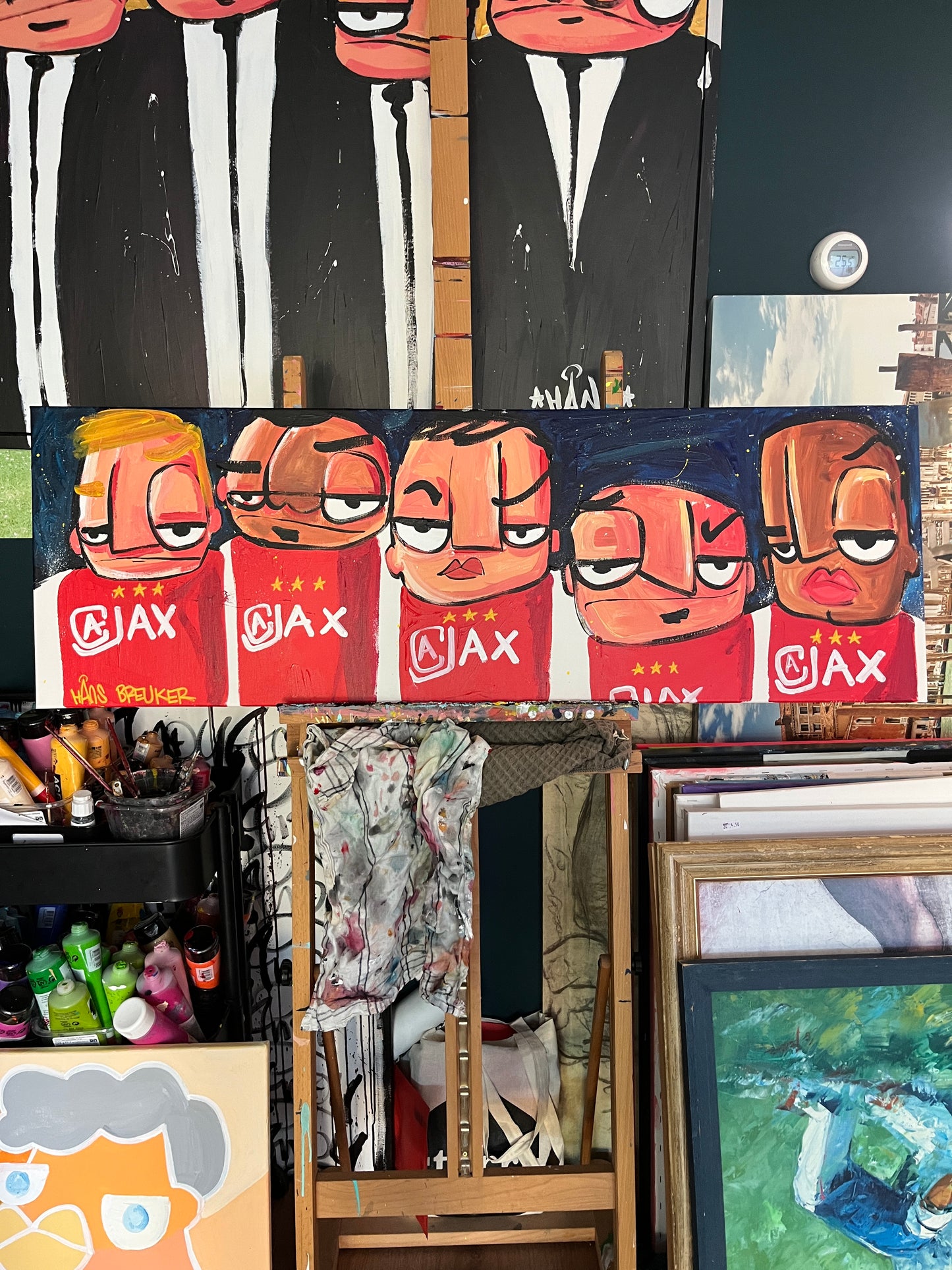 5 Ajacieden 120 x 40 cm acryl op doek