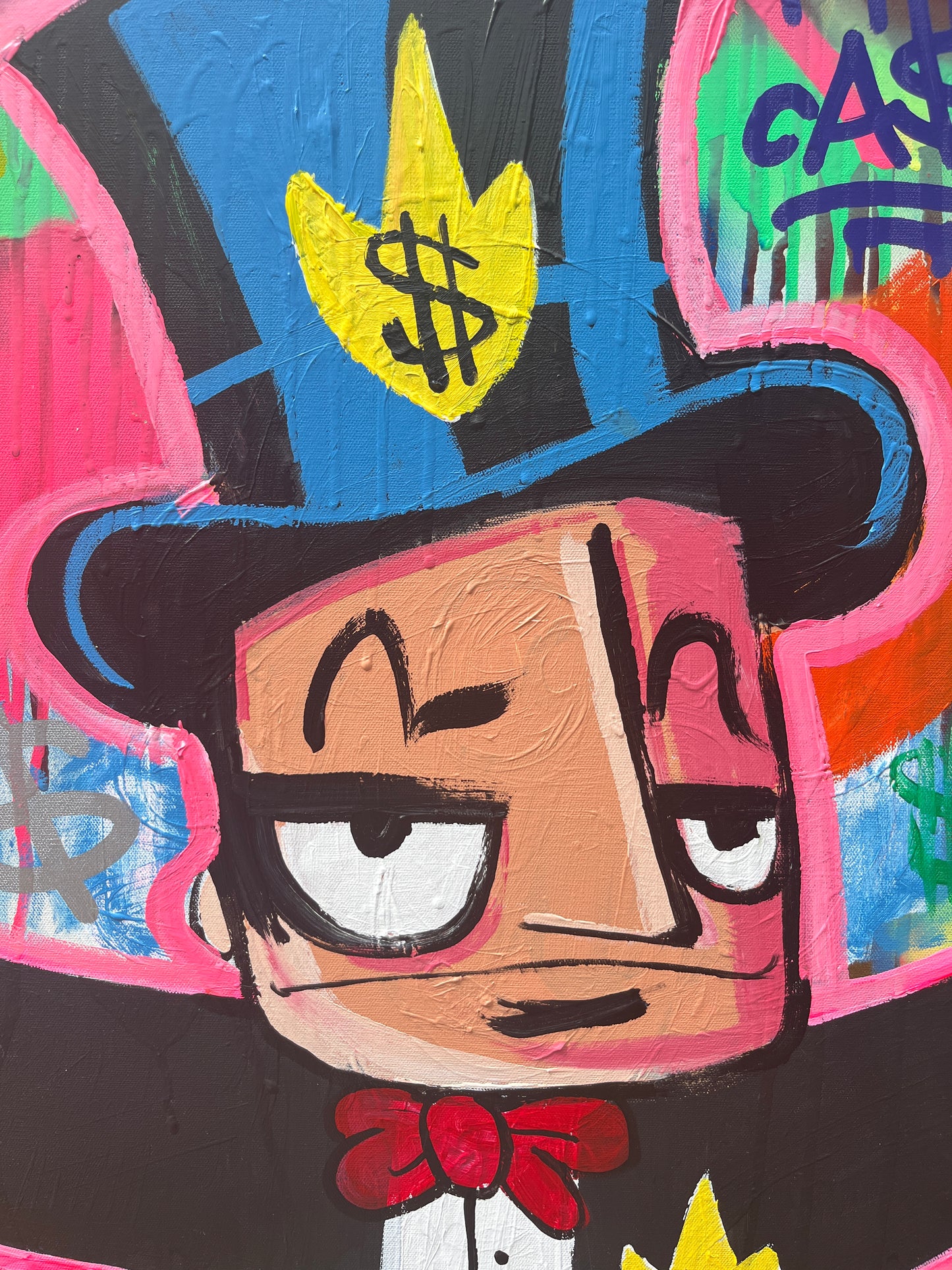 It’s a celebration b*tches! Mr CA$H 120 x 80 cm mixed media