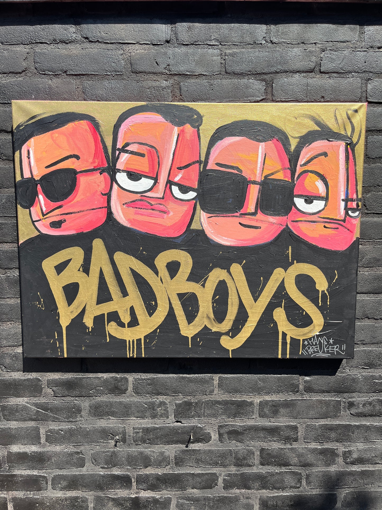 Golden bad boy drip 80 x 60 cm