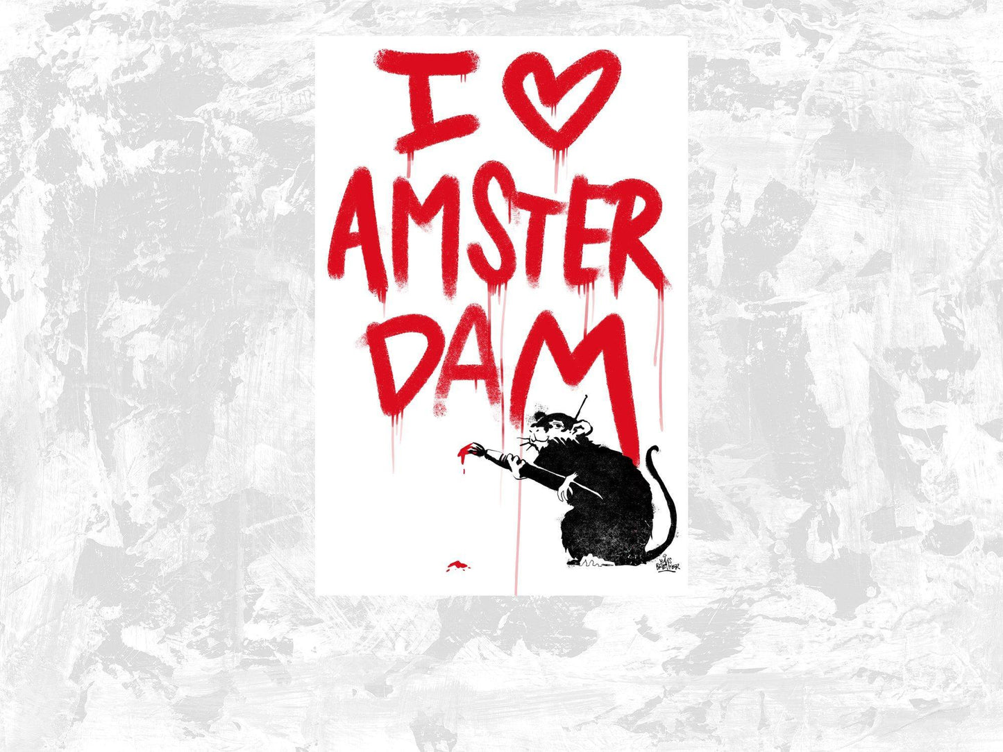 I love Amsterdam streetart rat. AAN TE PASSEN - Hans Breuker