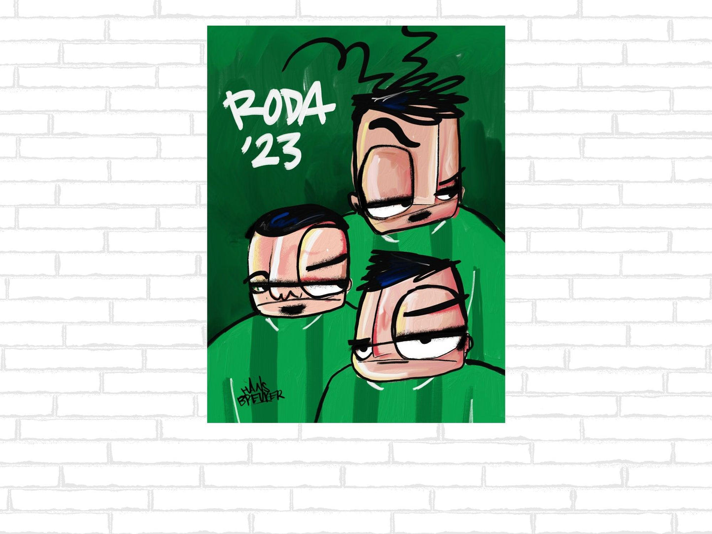 RODA '23 3 spelers poster en canvas - Hans Breuker
