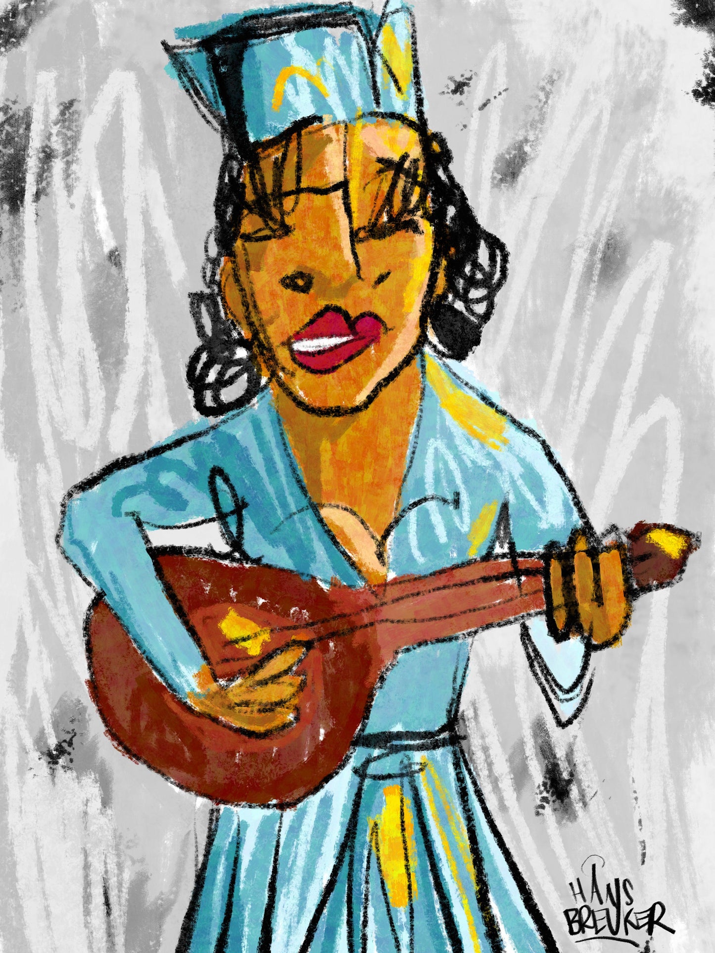 Guitar with girl - Hans Breuker