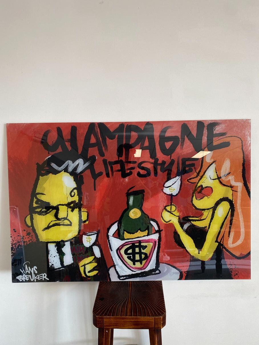 Champagne lifestyle plexiglas 120 x 90 sale - Hans Breuker