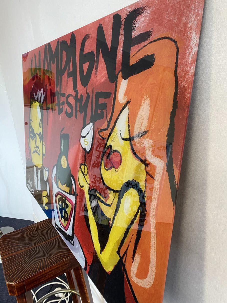 Champagne lifestyle plexiglas 120 x 90 sale - Hans Breuker