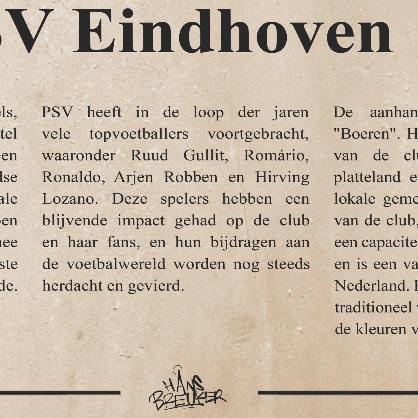 PSV shirt poster - Hans Breuker