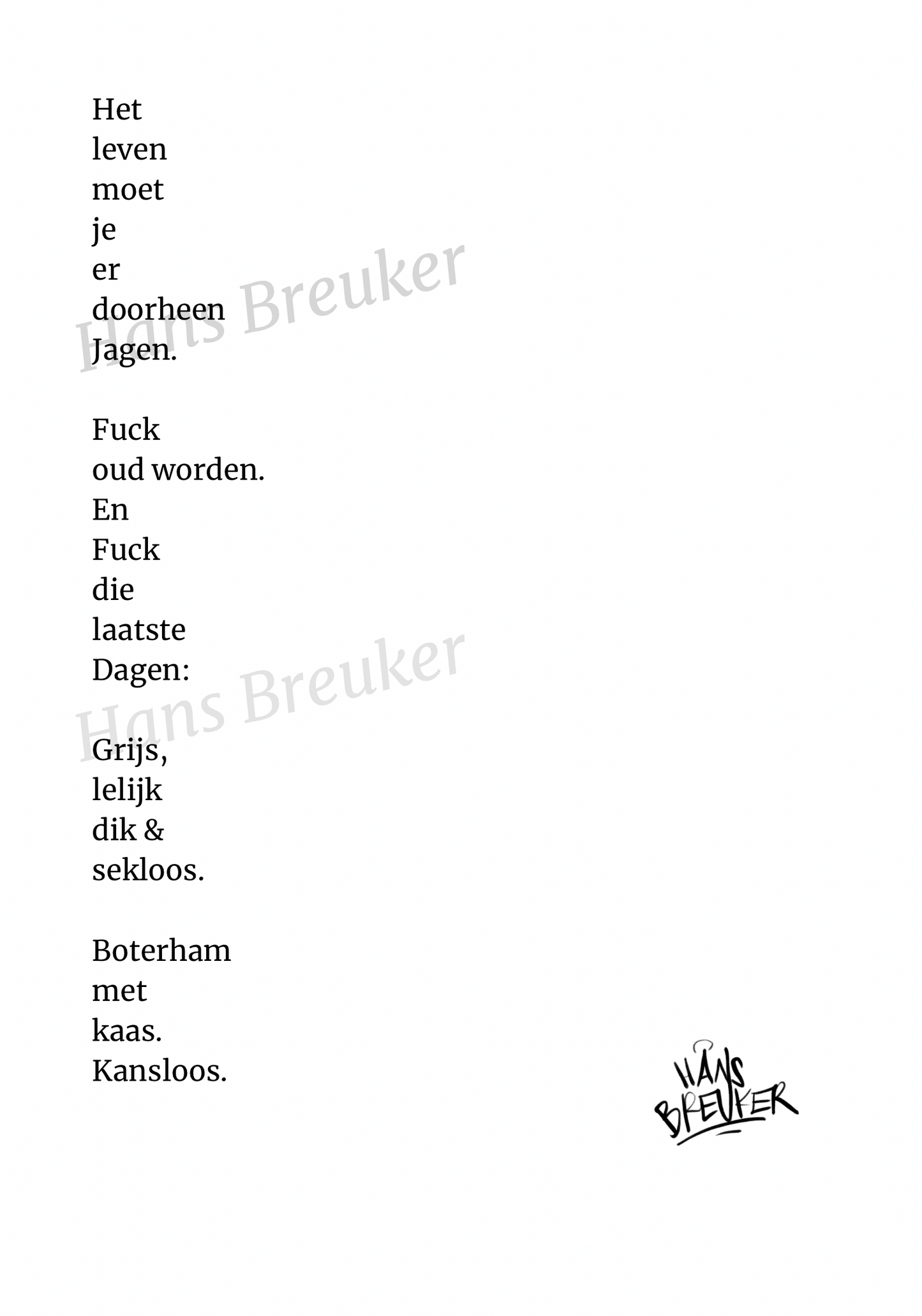 Boterham met kaas. Gedicht. - Hans Breuker