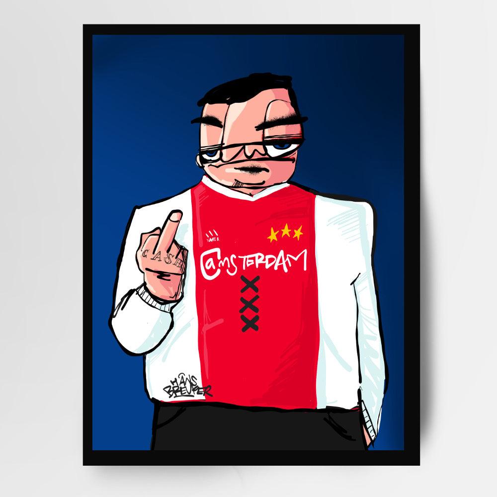 Ajacied. Middelvinger. Overal gehaat, maar diep geliefd. Ajax kunst van Hans Breuker. - Hans Breuker