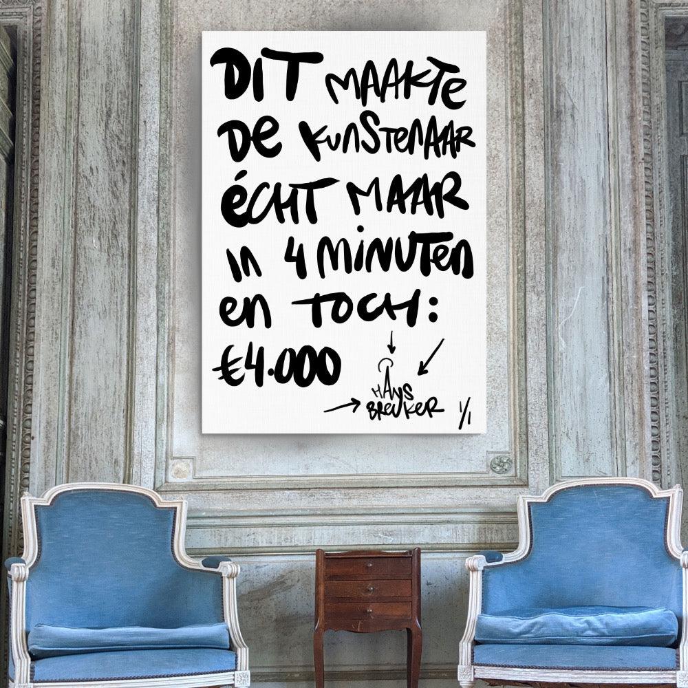 4 minuten 90 x 120 cm. 1 stuk beschikbaar. - Hans Breuker