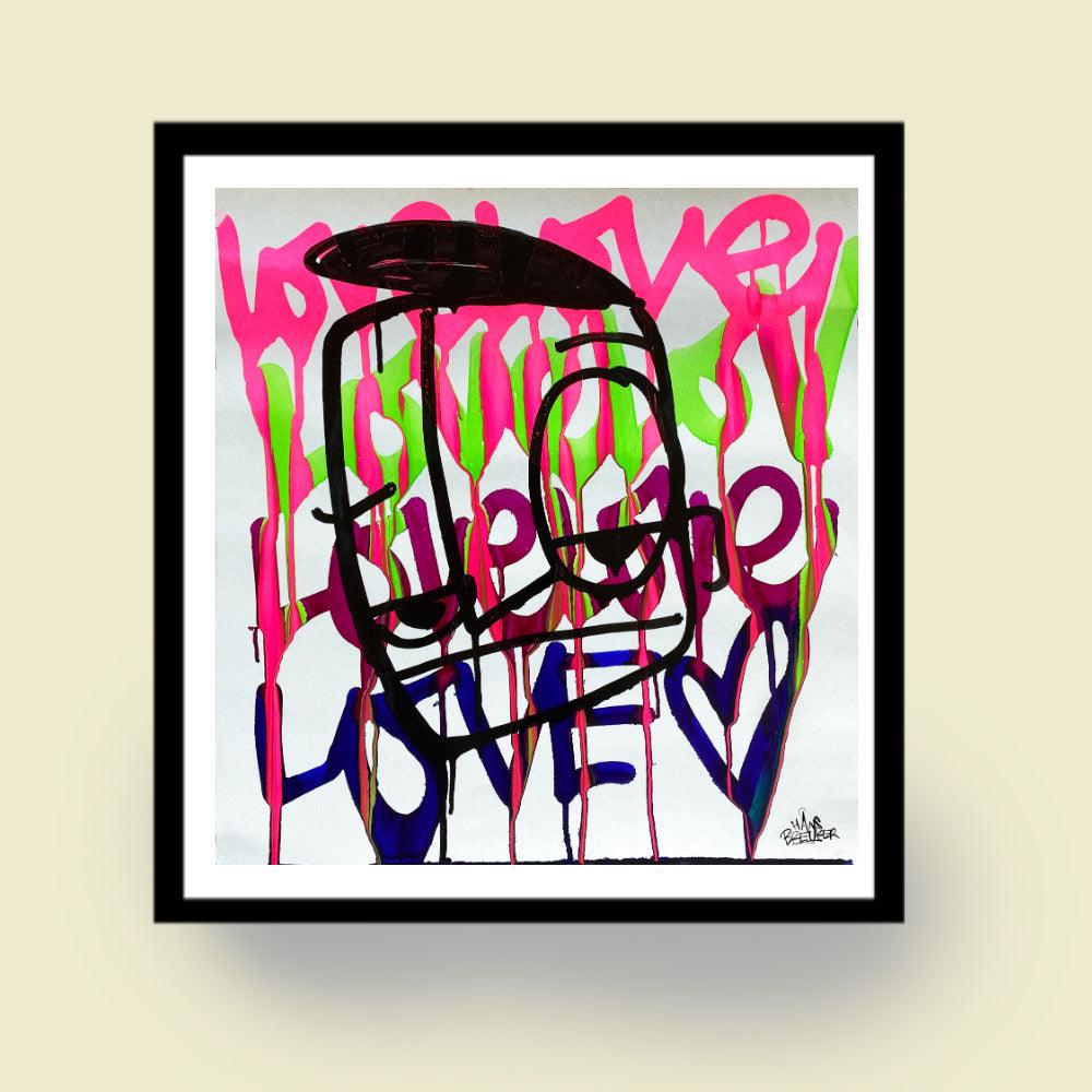 Love drip baby 45 x 45 cm origineel inclusief zwarte lijst - Hans Breuker