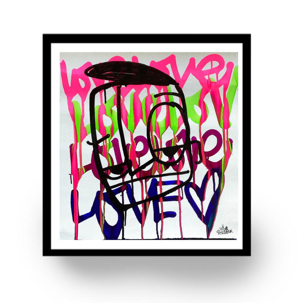 Love drip baby 45 x 45 cm origineel inclusief zwarte lijst - Hans Breuker