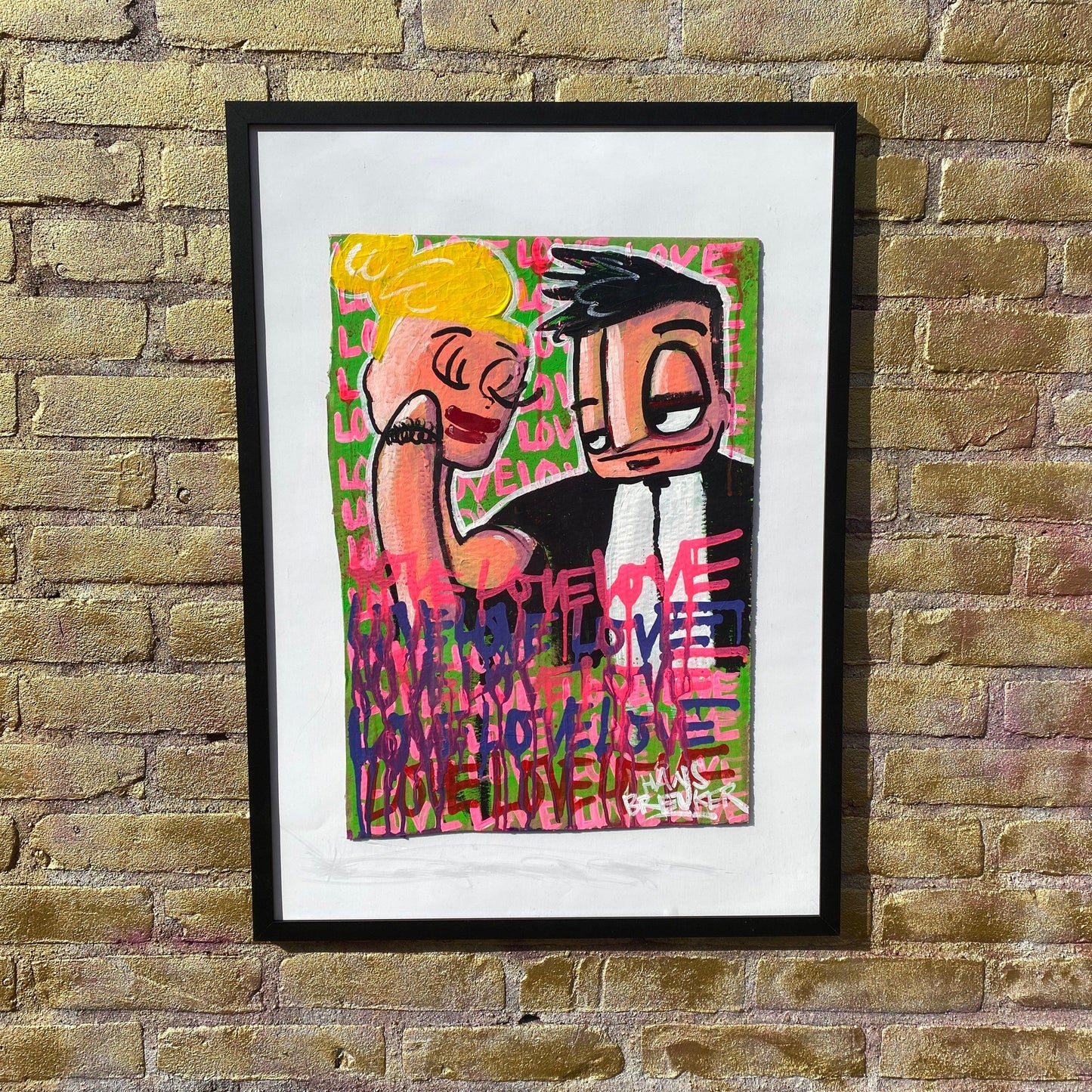Love love love drip 50 x 70 cm. - Hans Breuker