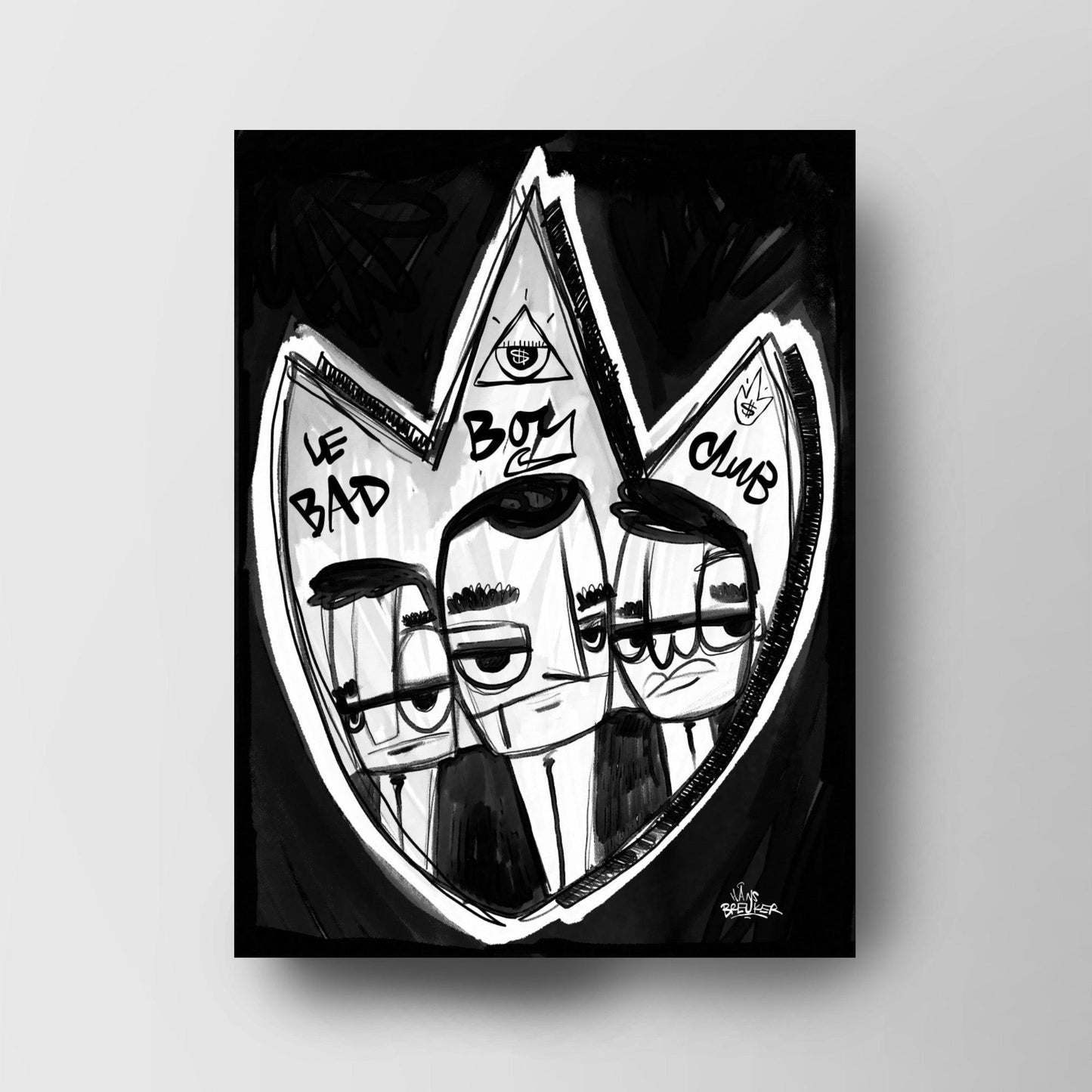 Le Bad Boys club. Schild zwart wit. - Hans Breuker