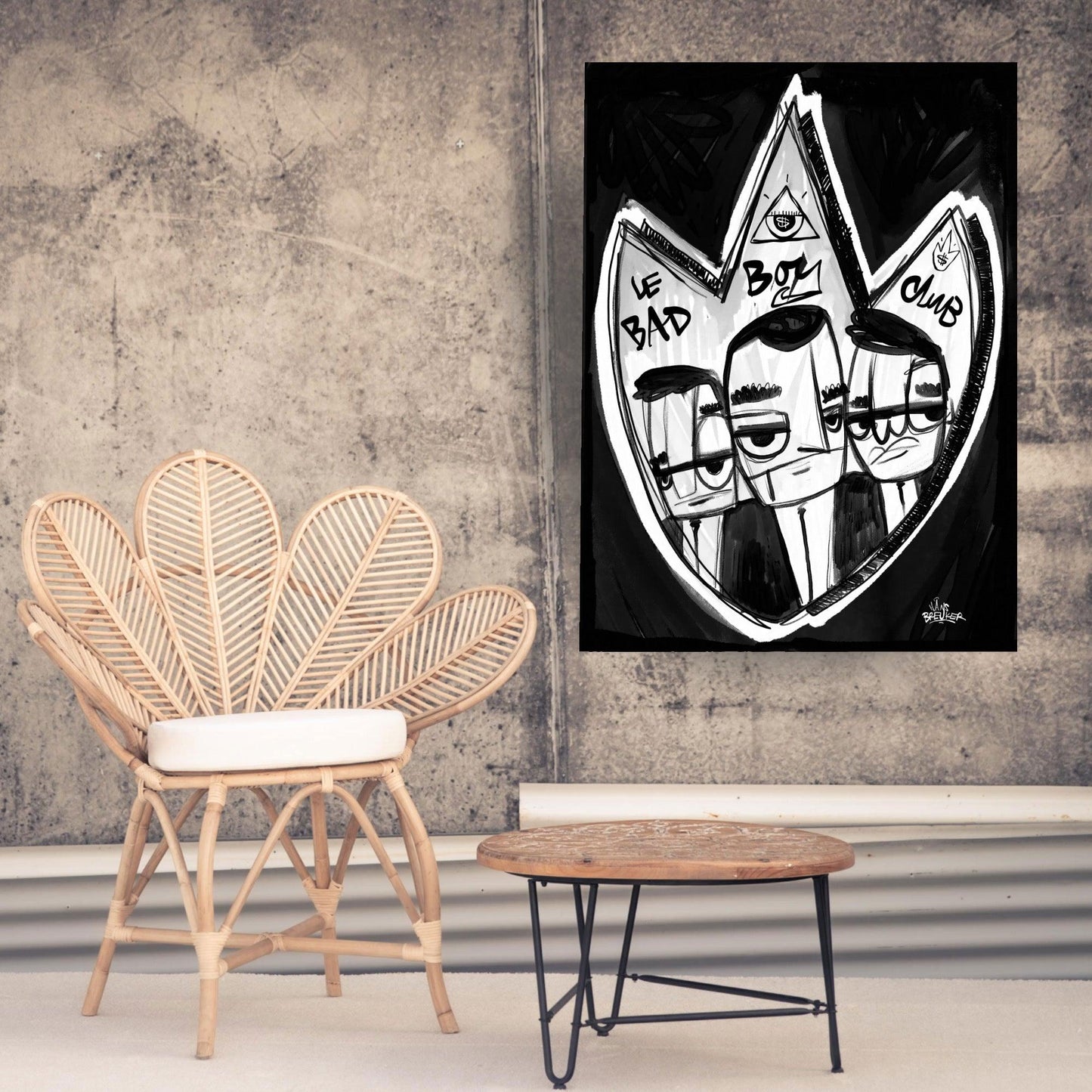 Le Bad Boys club. Schild zwart wit. - Hans Breuker