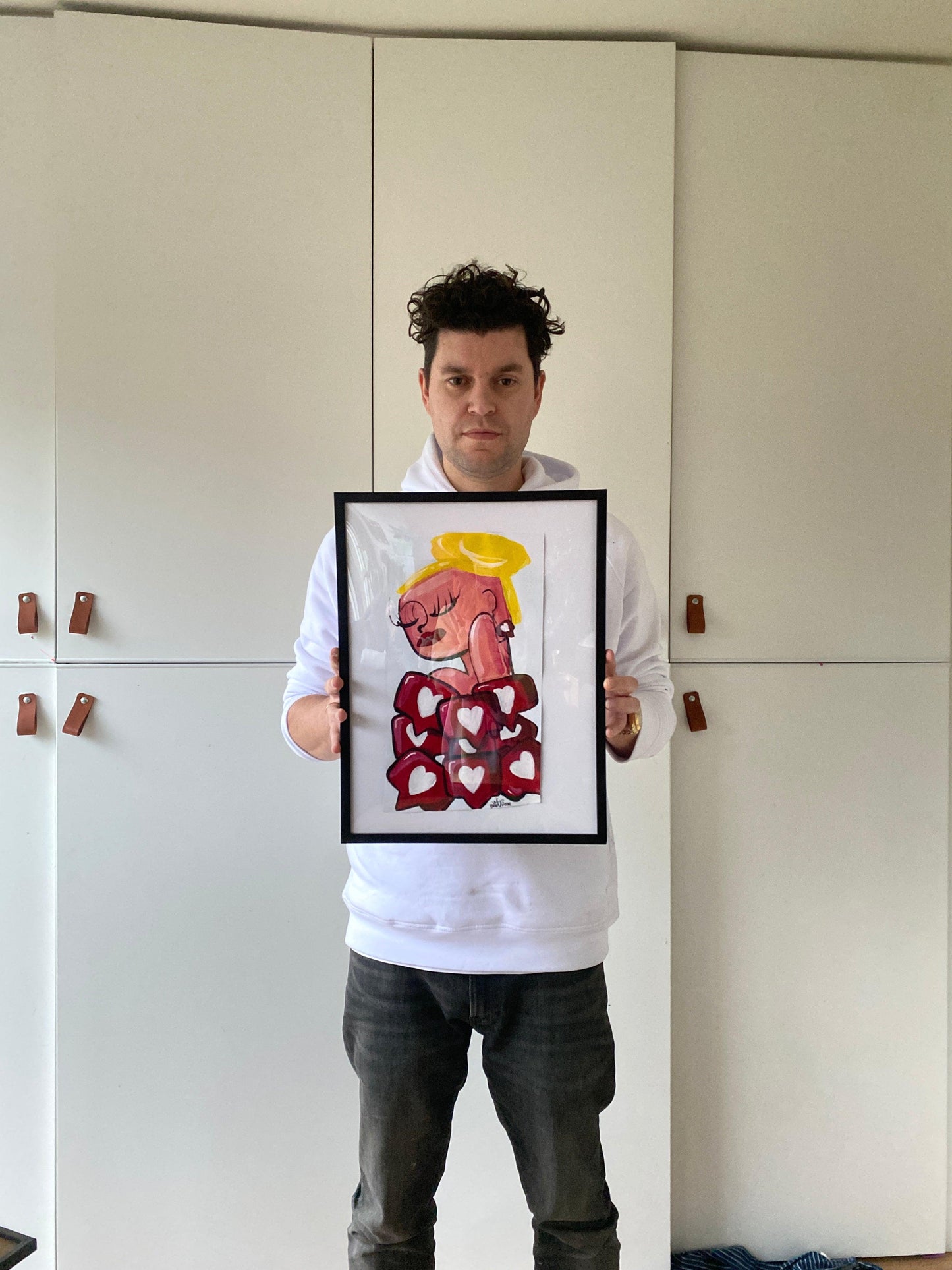 Love me hard softly. 40 x 30 cm. Met lijst. - Hans Breuker