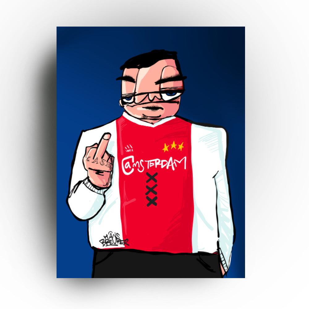 Ajacied. Middelvinger. Overal gehaat, maar diep geliefd. Ajax kunst van Hans Breuker. - Hans Breuker