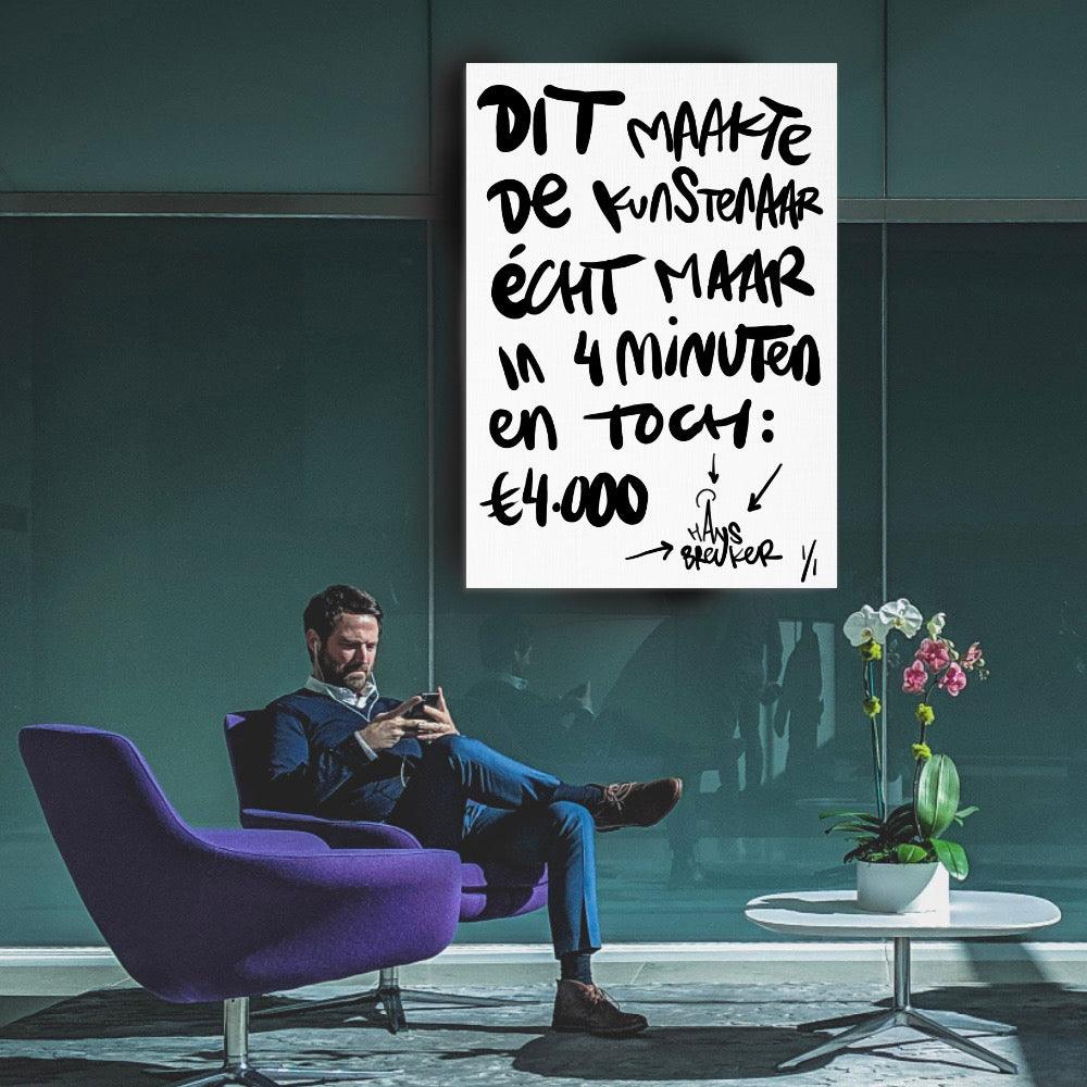 4 minuten 90 x 120 cm. 1 stuk beschikbaar. - Hans Breuker