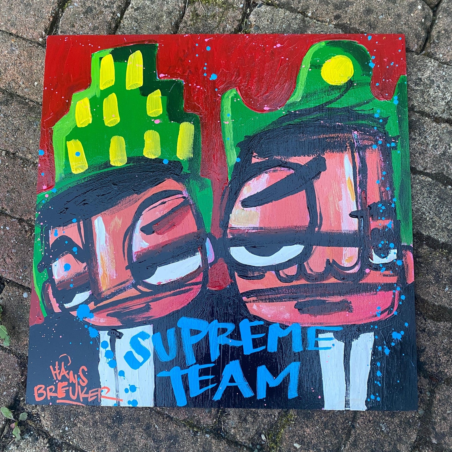 Supreme team (30 x 30cm) acryl op hout - Hans Breuker
