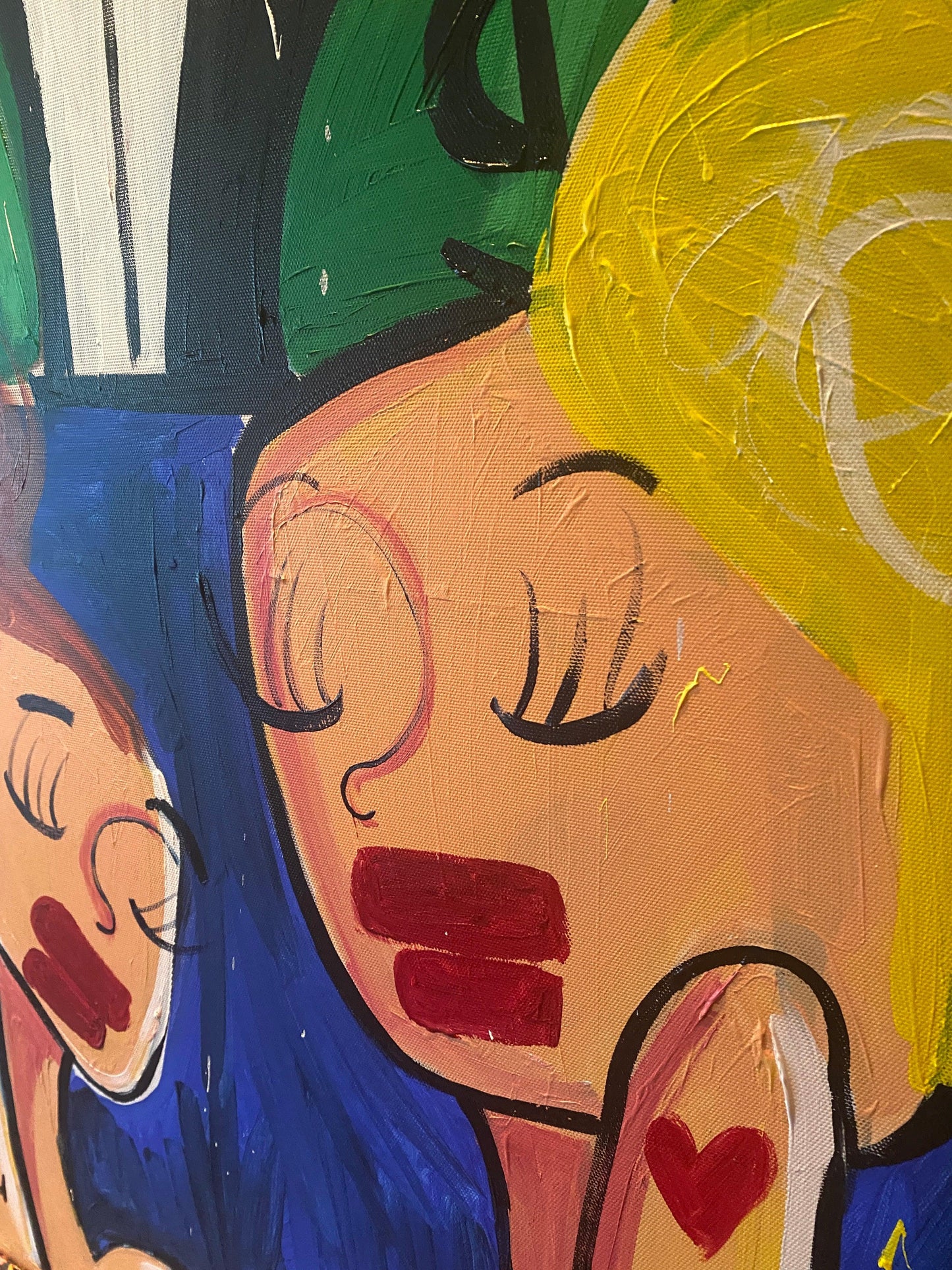 Fastlife 100 x 100 cm. Uniek schilderij. Love for life and the dollar - Hans Breuker