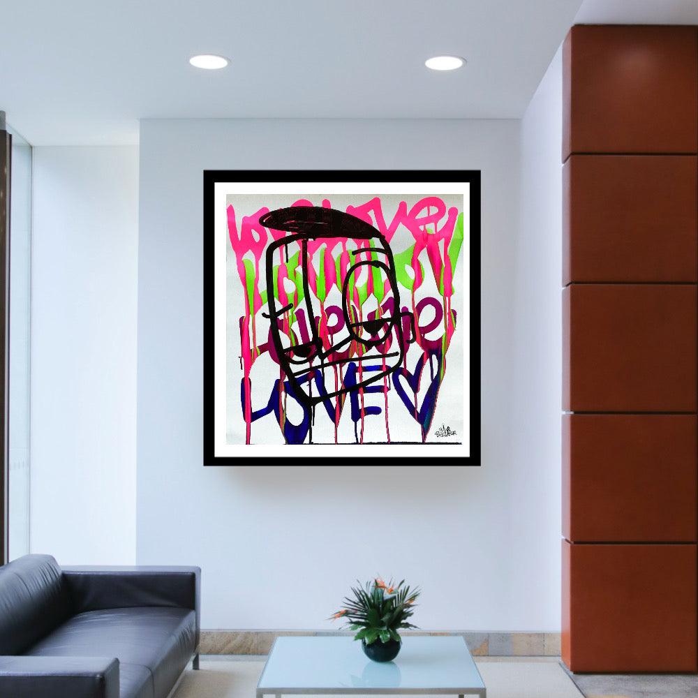 Love drip baby 45 x 45 cm origineel inclusief zwarte lijst - Hans Breuker