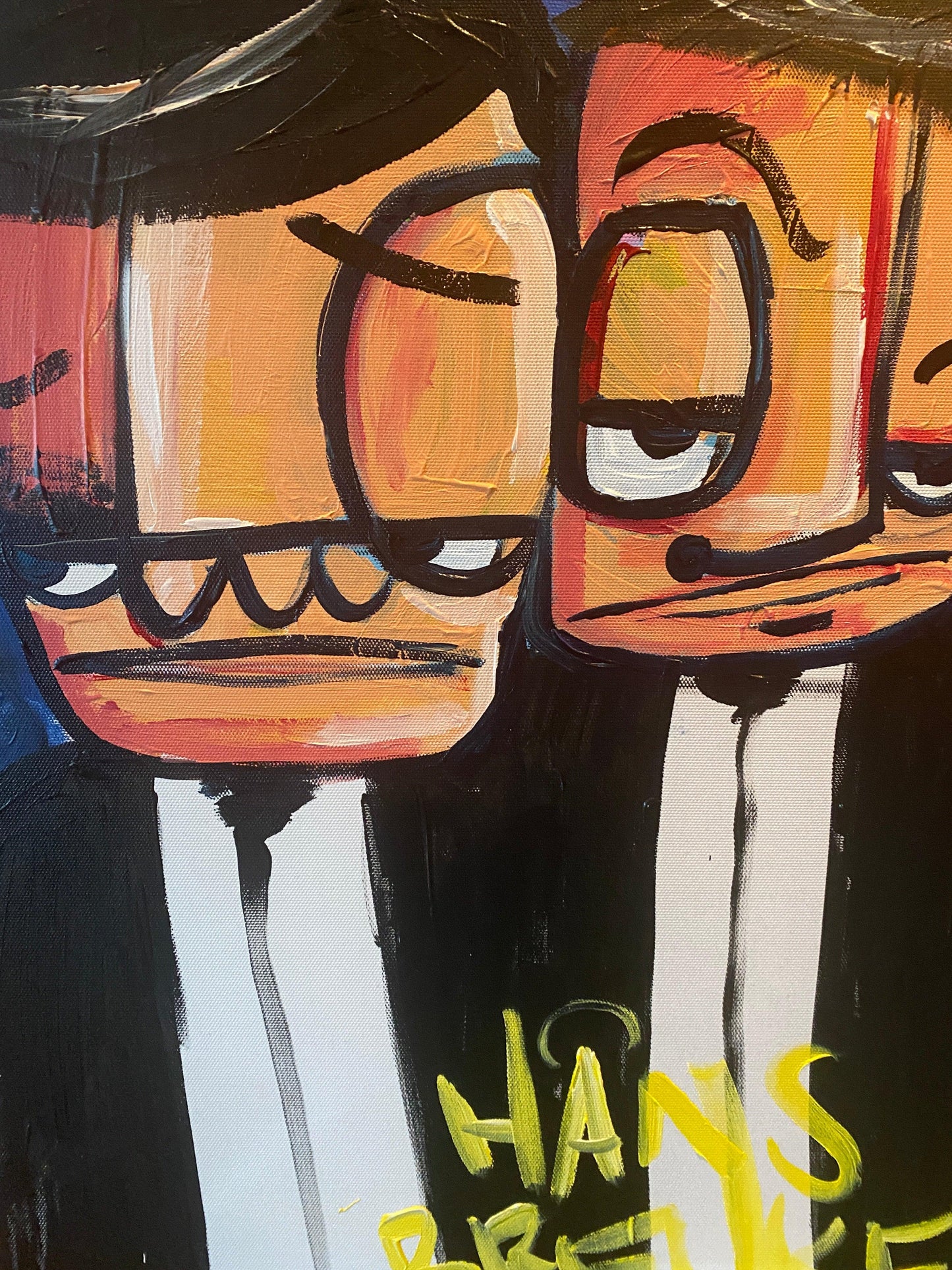 Fastlife 100 x 100 cm. Uniek schilderij. Love for life and the dollar - Hans Breuker