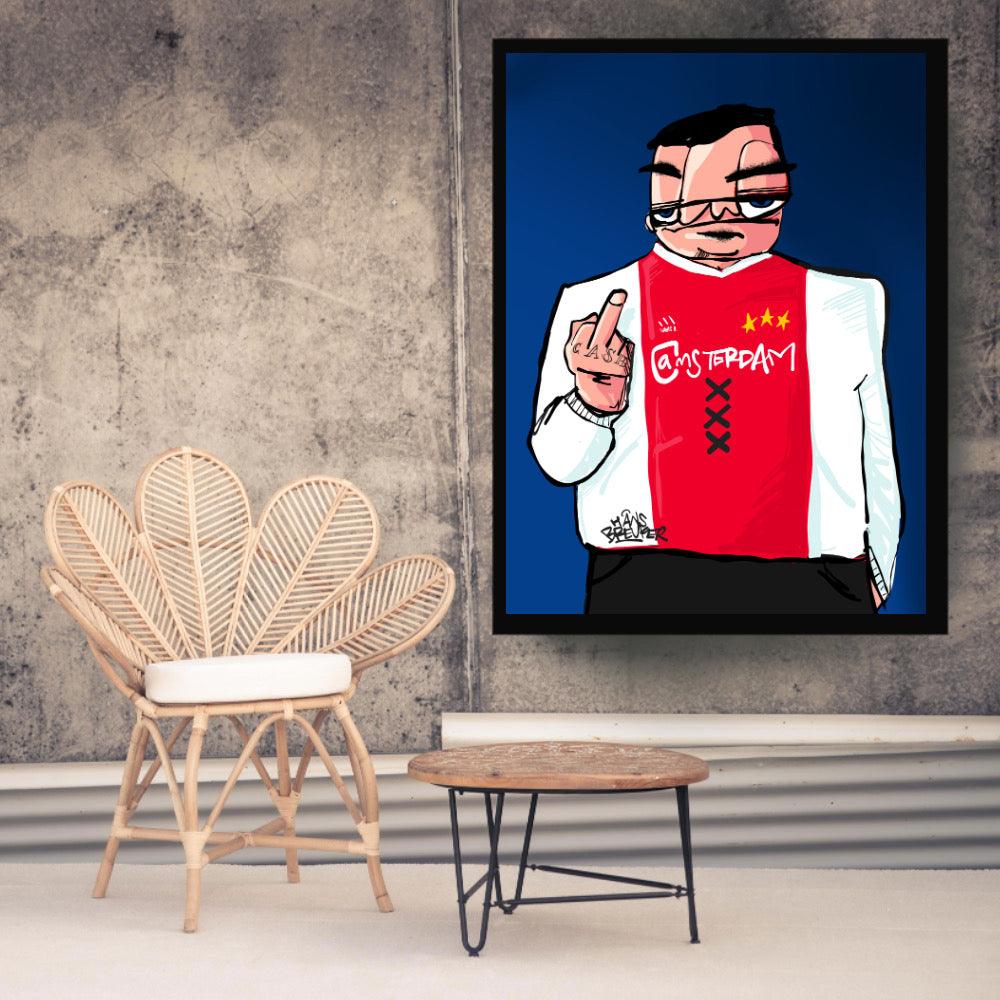 Ajacied. Middelvinger. Overal gehaat, maar diep geliefd. Ajax kunst van Hans Breuker. - Hans Breuker