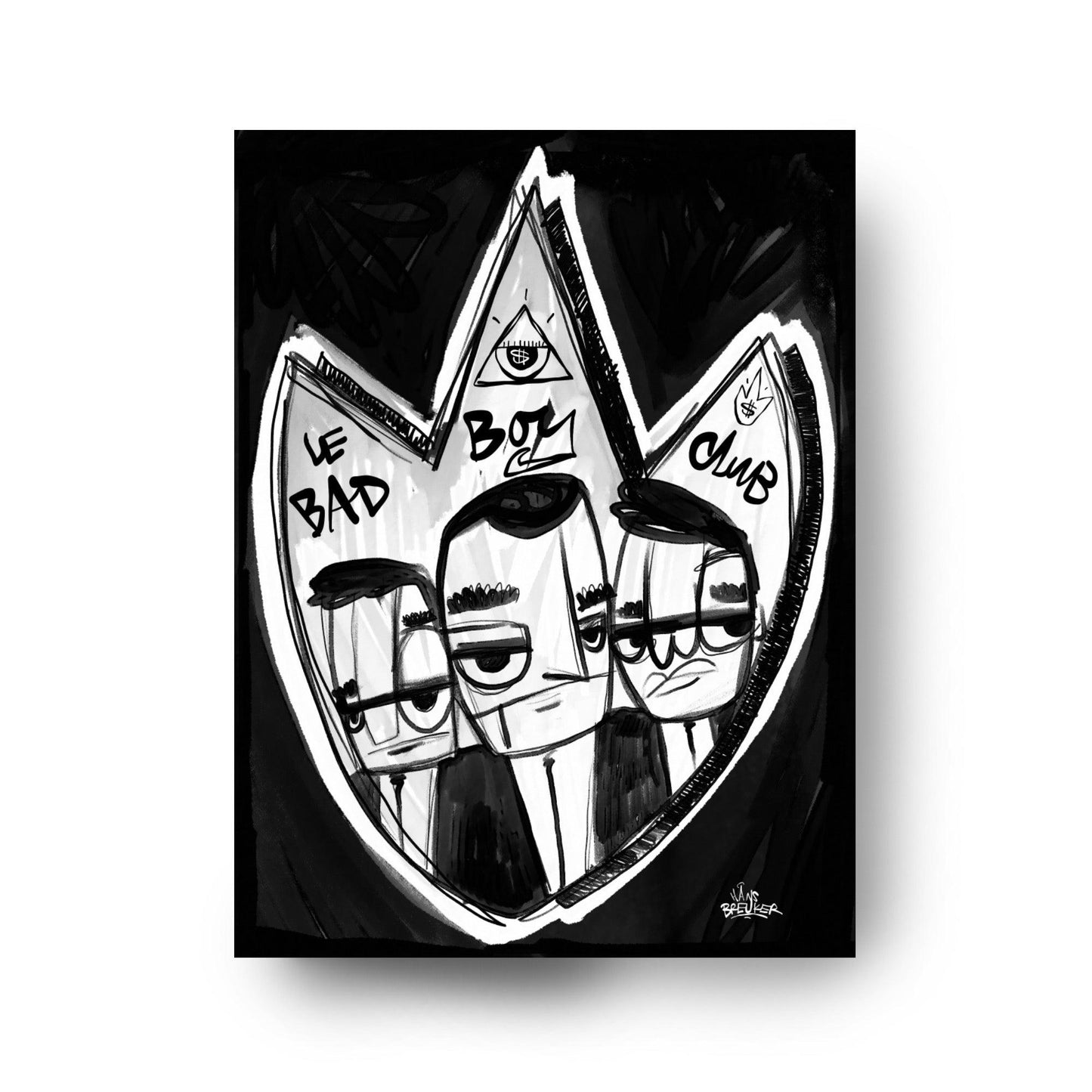 Le Bad Boys club. Schild zwart wit. - Hans Breuker