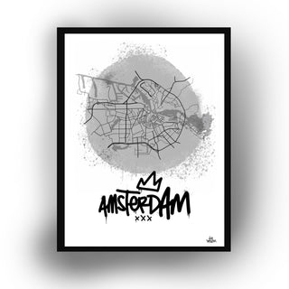 Amsterdam Stadsplattegrond Poster streetart