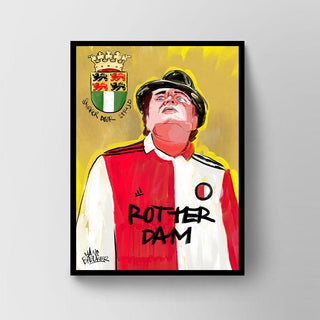 André Hazes Sr. als Feyenoord fan kunstwerk, poster, canvas of plexiglas