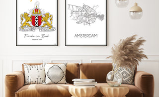 Amsterdam Stadswapen Poster: Moderne Kunst met een Koninklijk Tintje