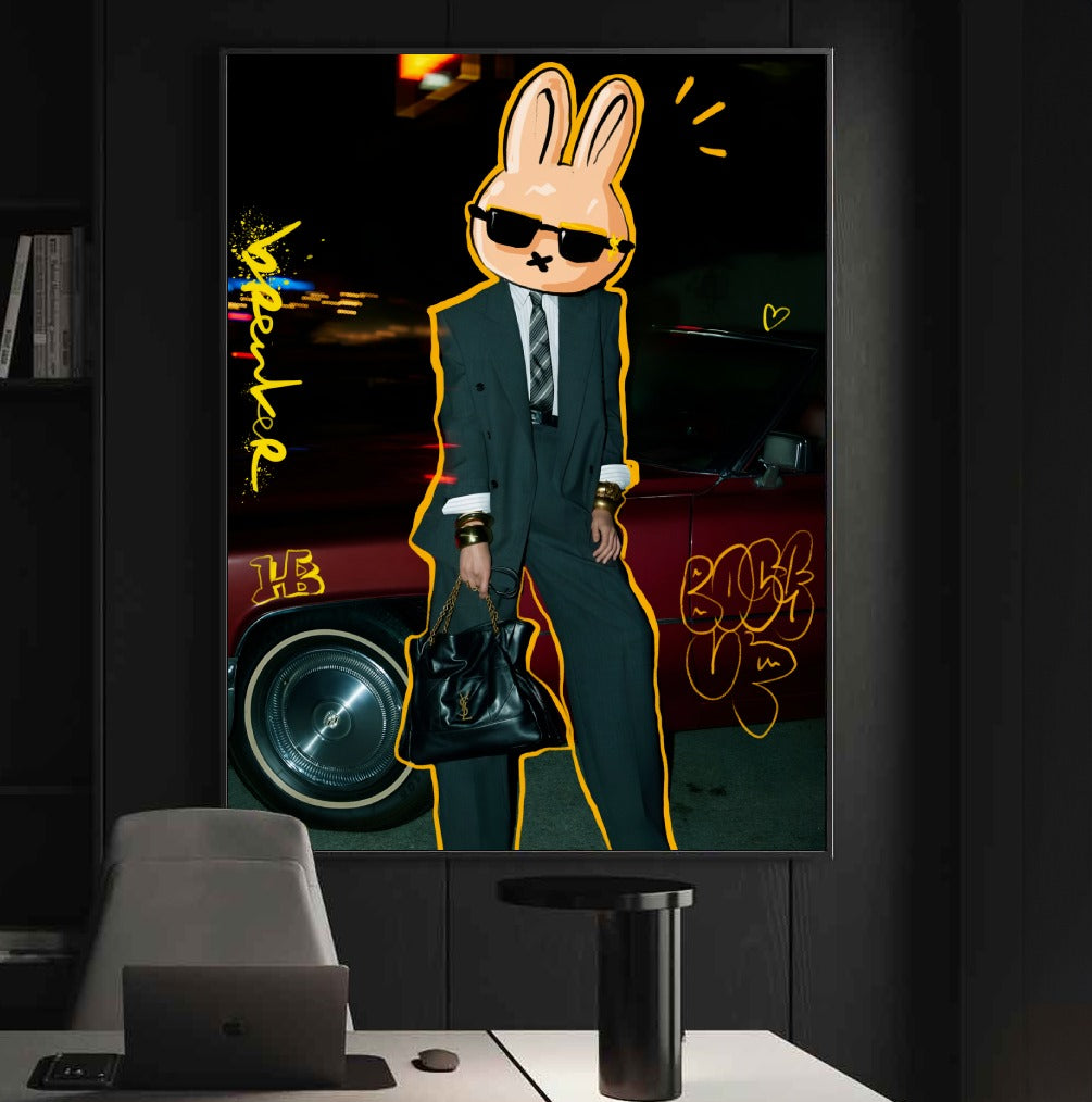 Nijntje Boss up. Pop art Yves Saint Laurent 60 x 80 cm plexiglas