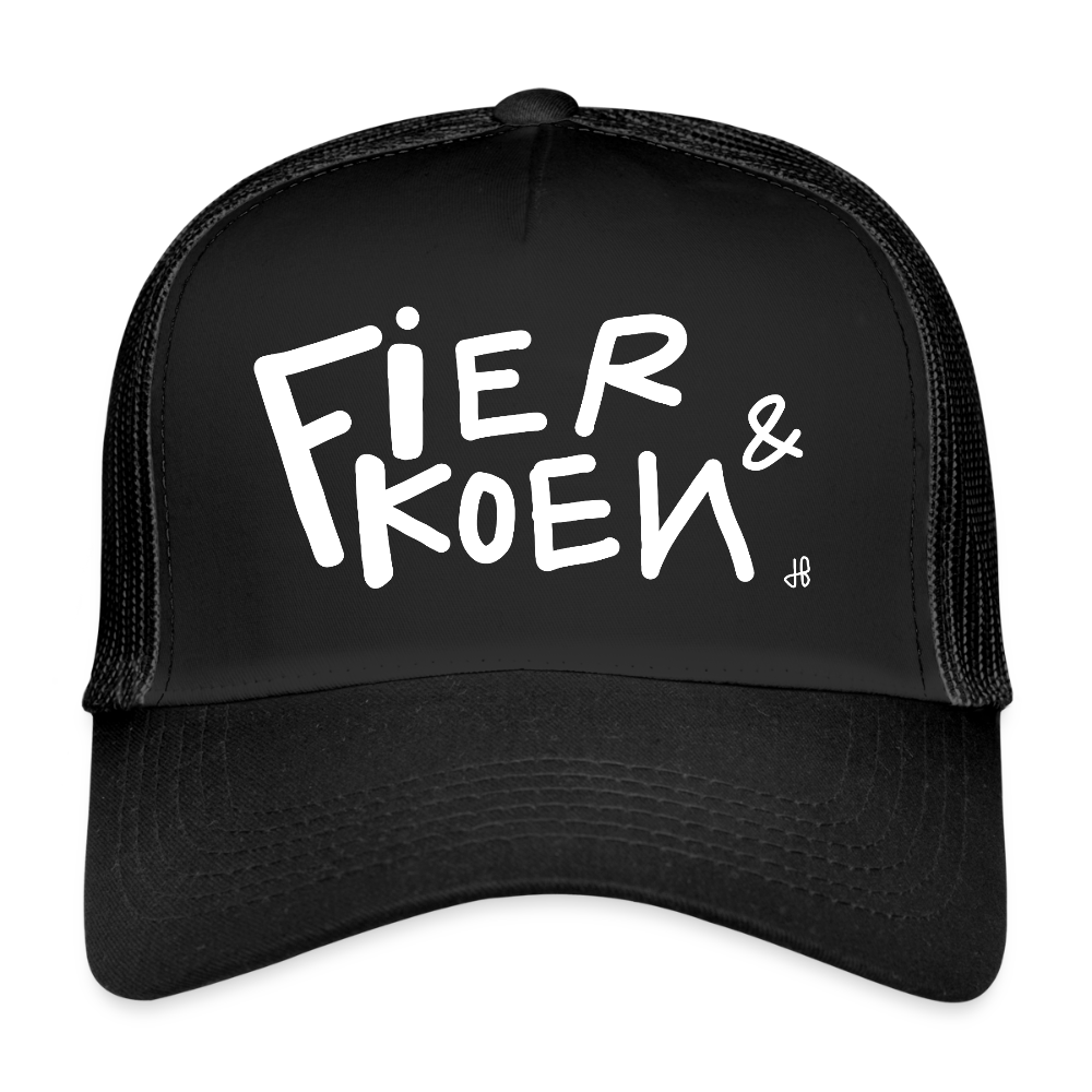 Fier en Koen trucker pet. - zwart/zwart