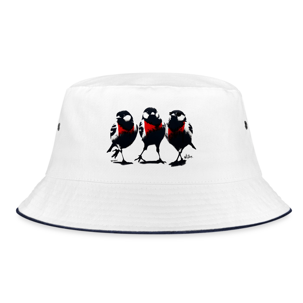Three Little Birds Vissershoed. Ajax kunst pet - wit/navy
