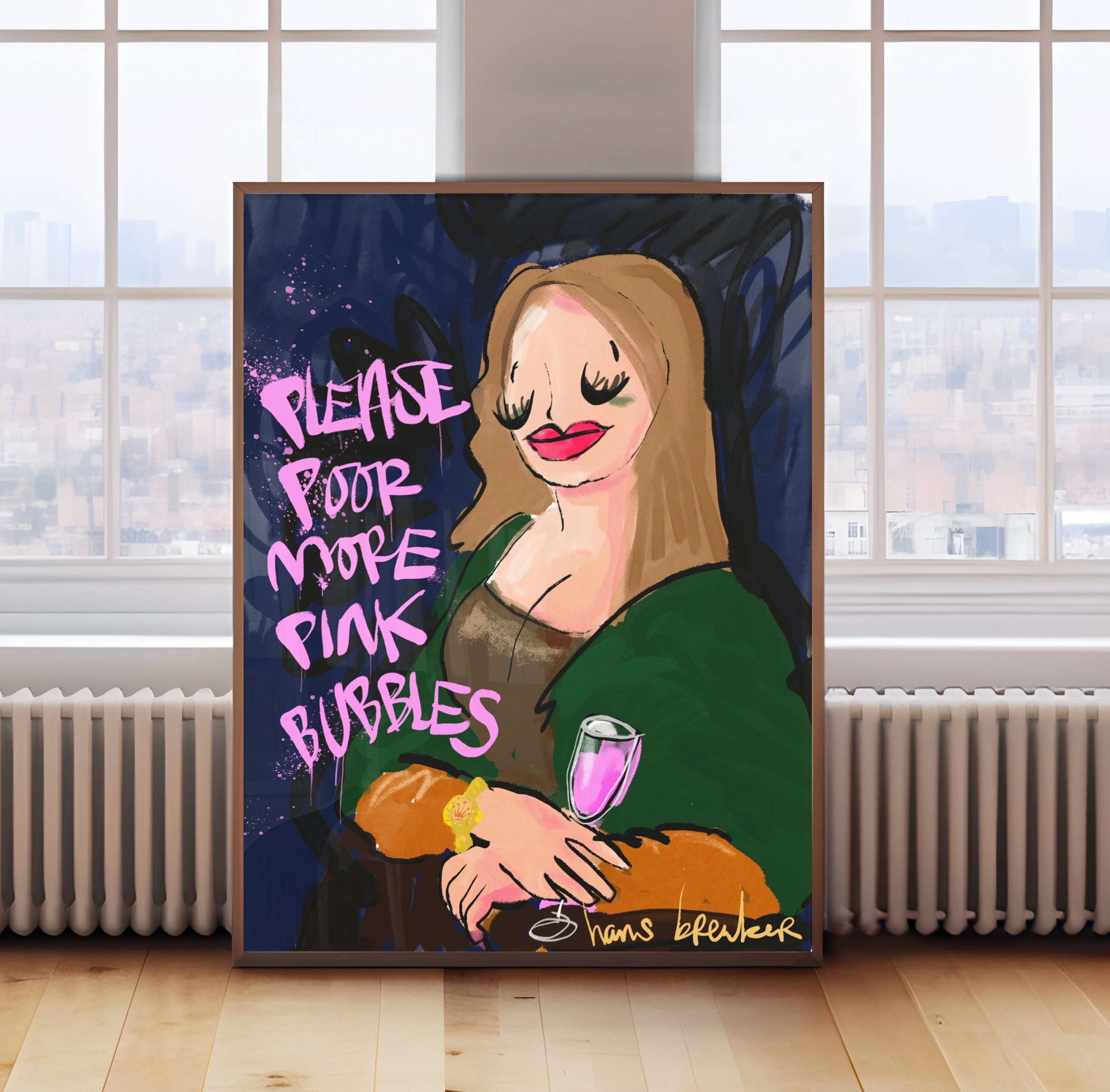 Please poor pink bubbles Mona Lisa
