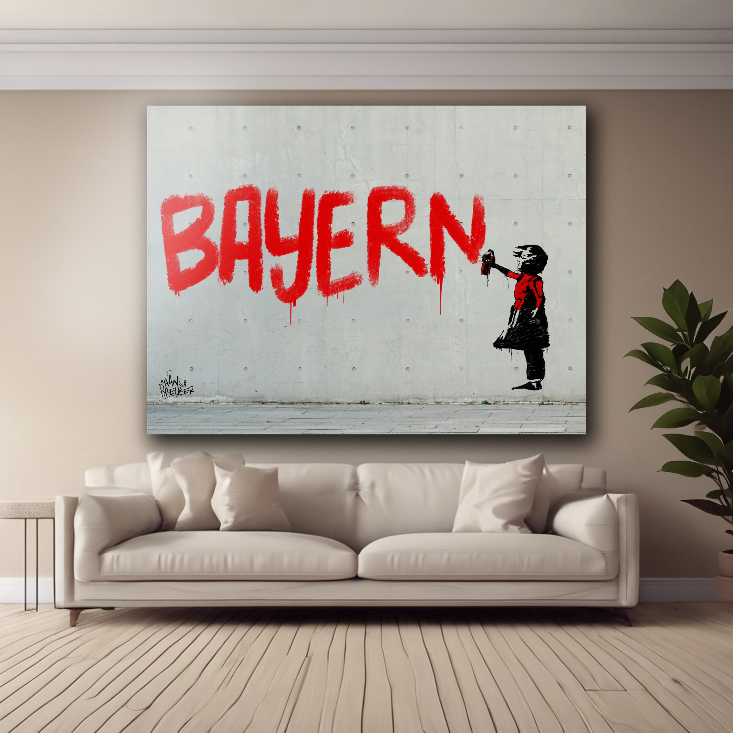 Bayern lady with the spraycan Banksy parody