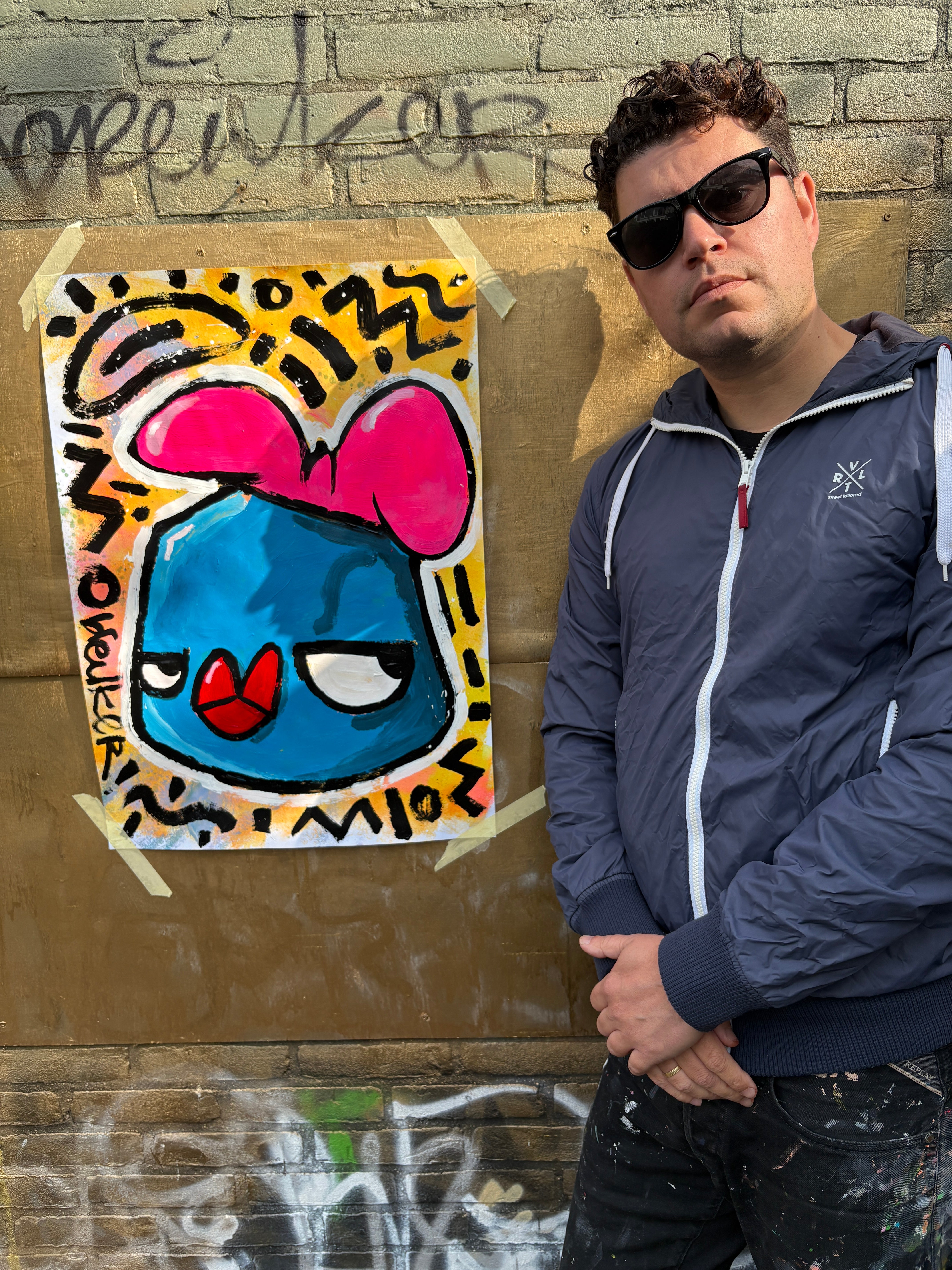 Andy on yellow pink c#cky. Acrylic on paper 50 x 70 cm.