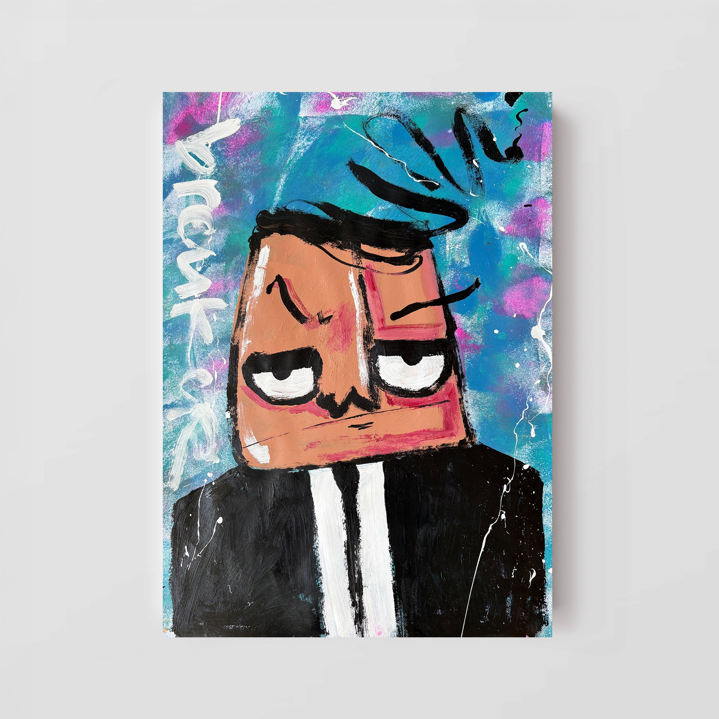 Black suit Bad Boy . Acrylic on paper 50 x 70 cm.