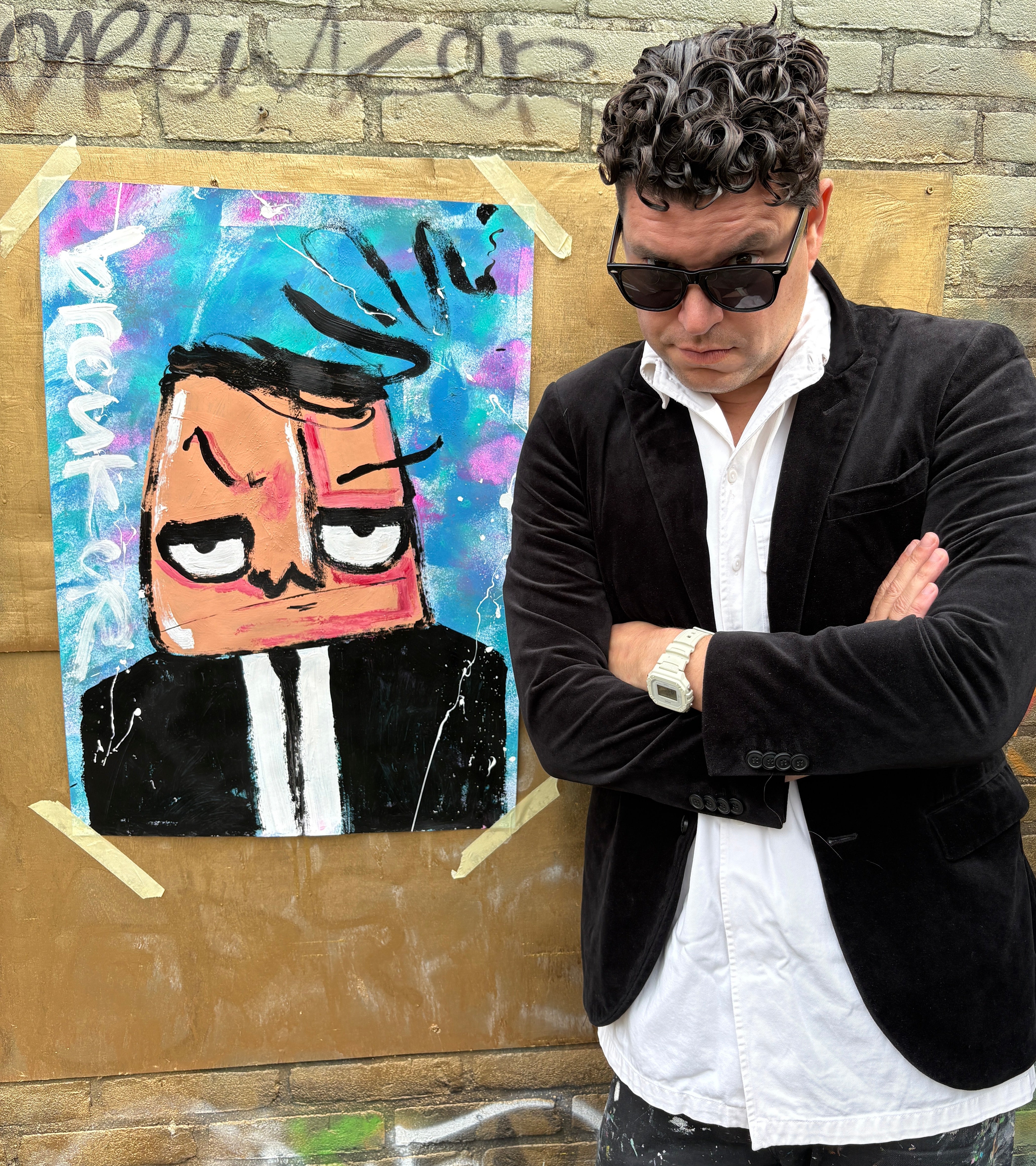 Black suit Bad Boy . Acrylic on paper 50 x 70 cm.